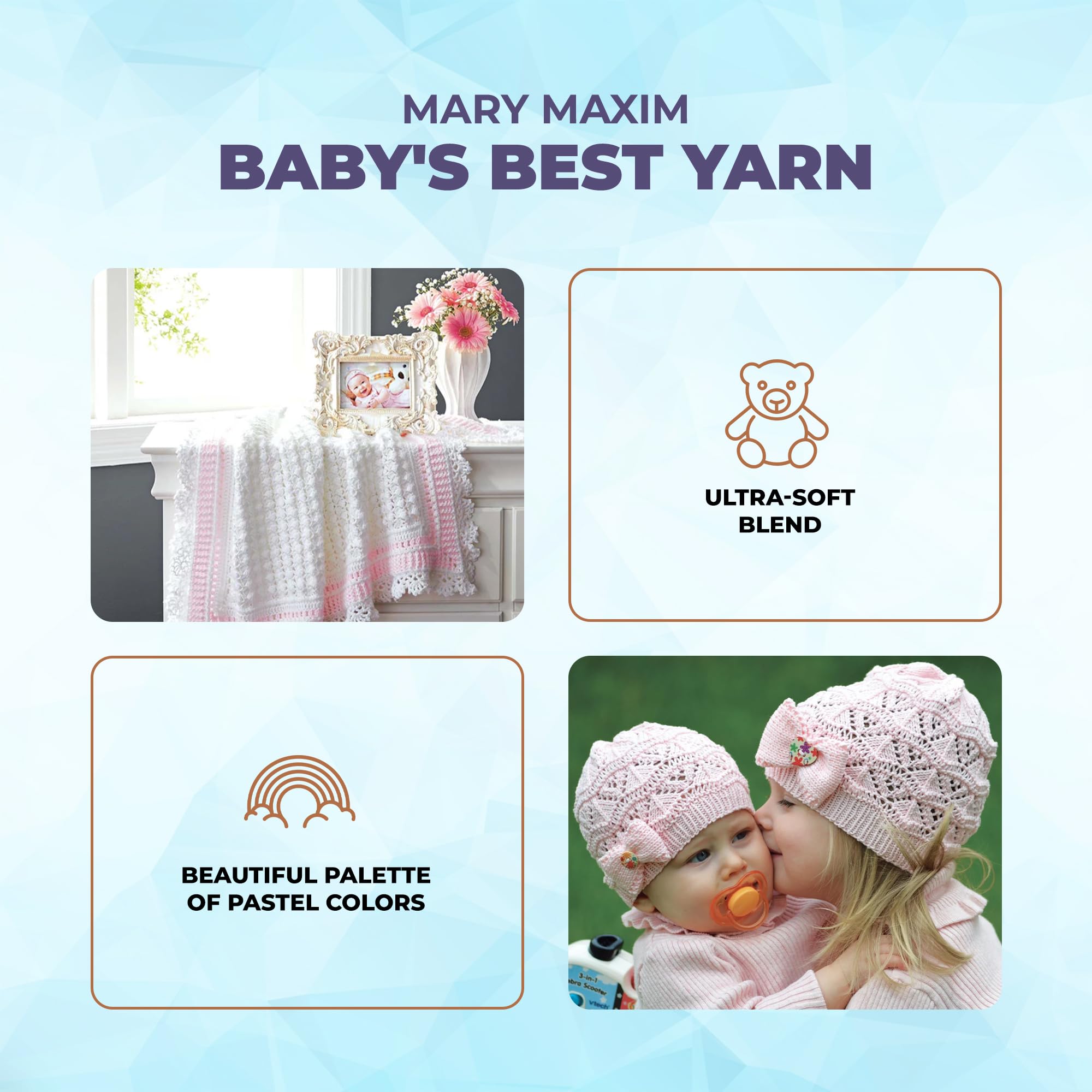 Amazon.com: Mary Maxim Baby's Best Grey Yarn for Crocheting and
