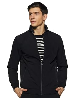 Amazon Brand - Symbol Men's Polyester Light Weight Casual Lined Standard Length Jacket (AW20-LW-SY-02_Black_2XL)