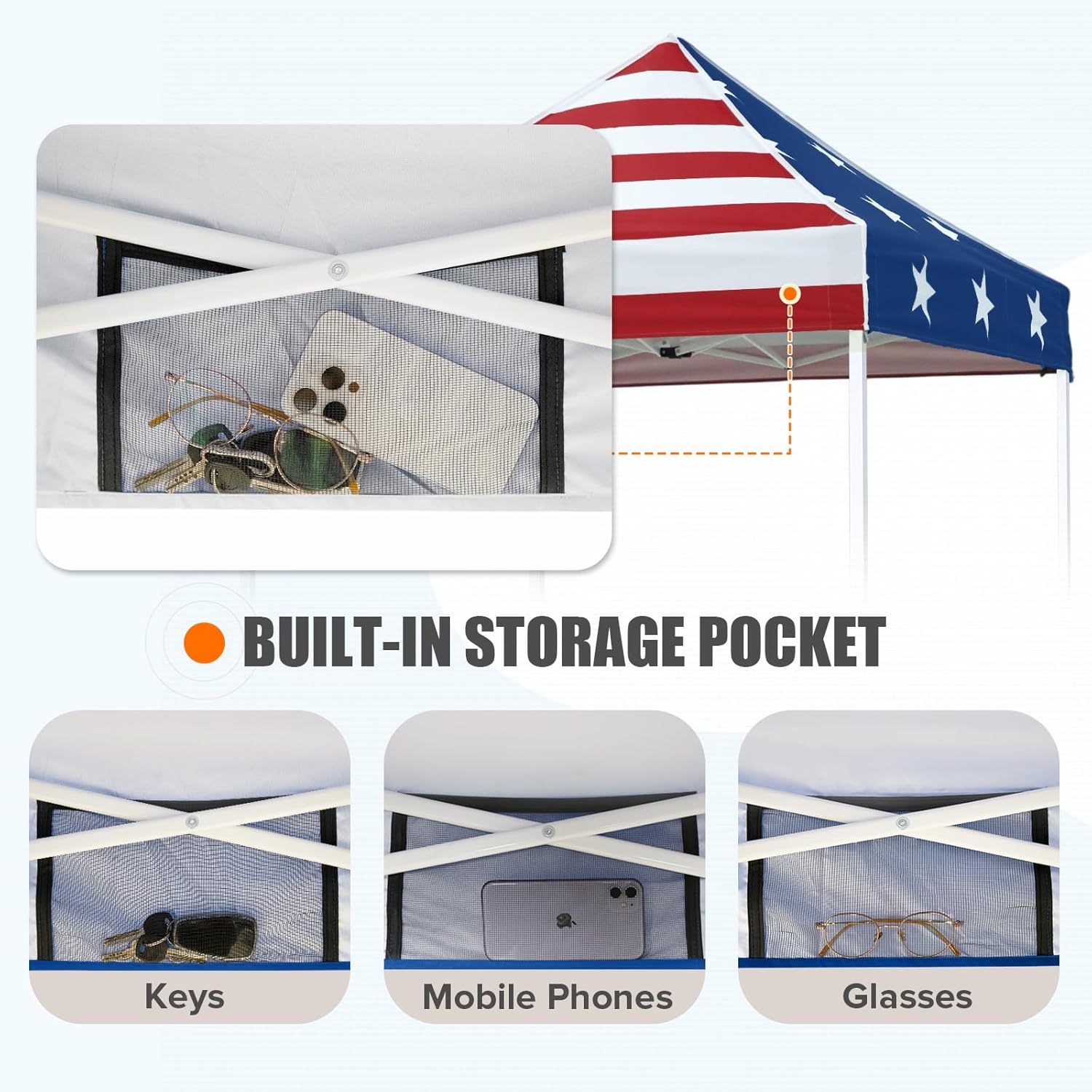 EAGLE PEAK 5x5 Pop Up Canopy Tent Instant Outdoor Canopy Easy Set-up Straight Leg Folding Shelter, American Flag
