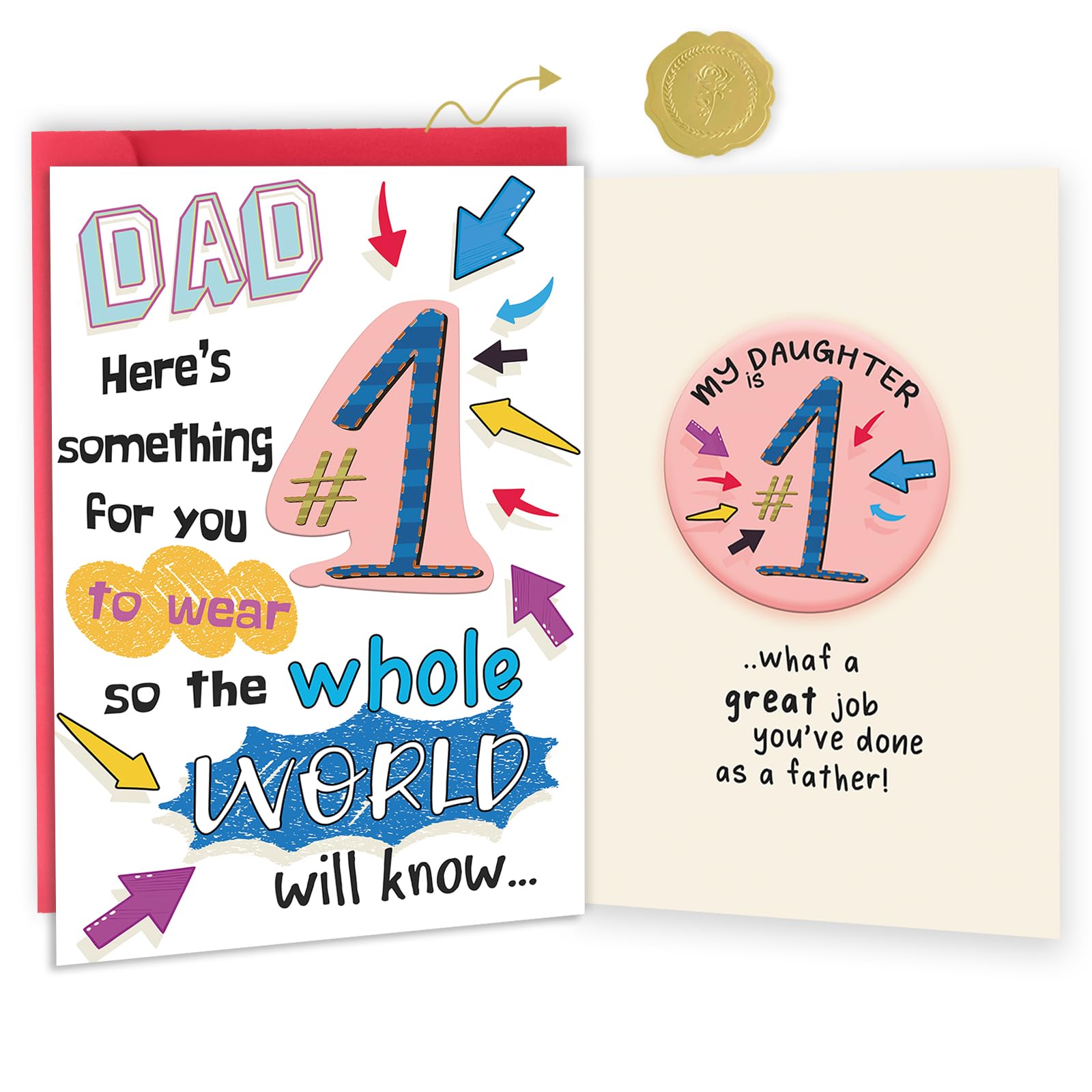 MOROLURU Funny Fathers Day Card Gifts from Daughter Son, Best Fathers Day Card for Dad, Cute Father's Day Cards for Him