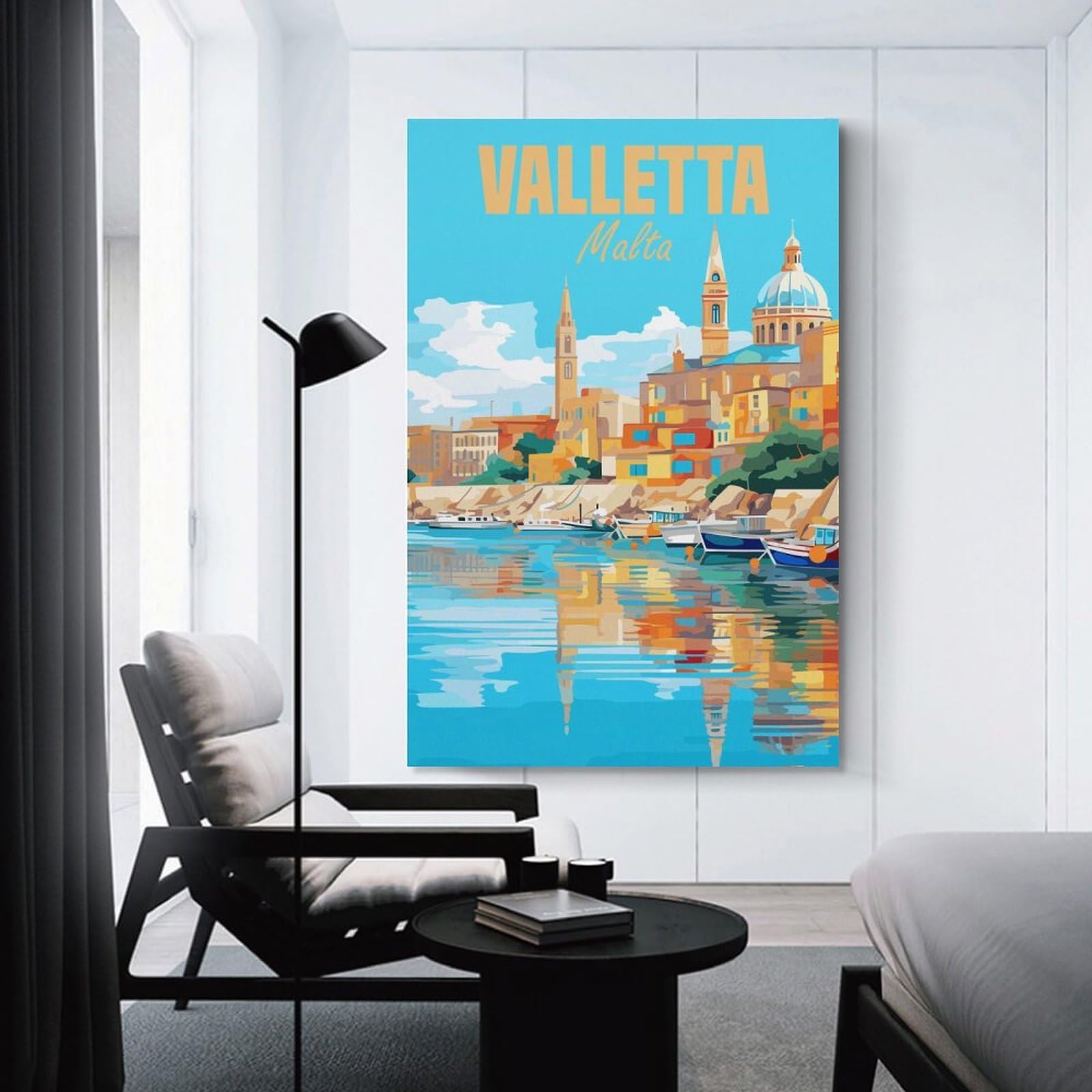Junmoney Decorative Canvas Print Valletta Malta, 08x12inch(20x30cm), for Office, Study Or Home Workspace, Decorative Artwork for Productive Spaces