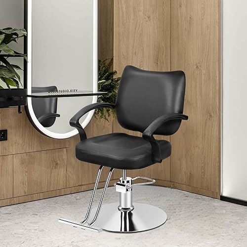 Miniatura 8 de Silla de peluquería con bomba hidráulica resistente, silla giratoria de 360 grados, equipo de sillas de belleza, peso máximo de carga 330 libras,