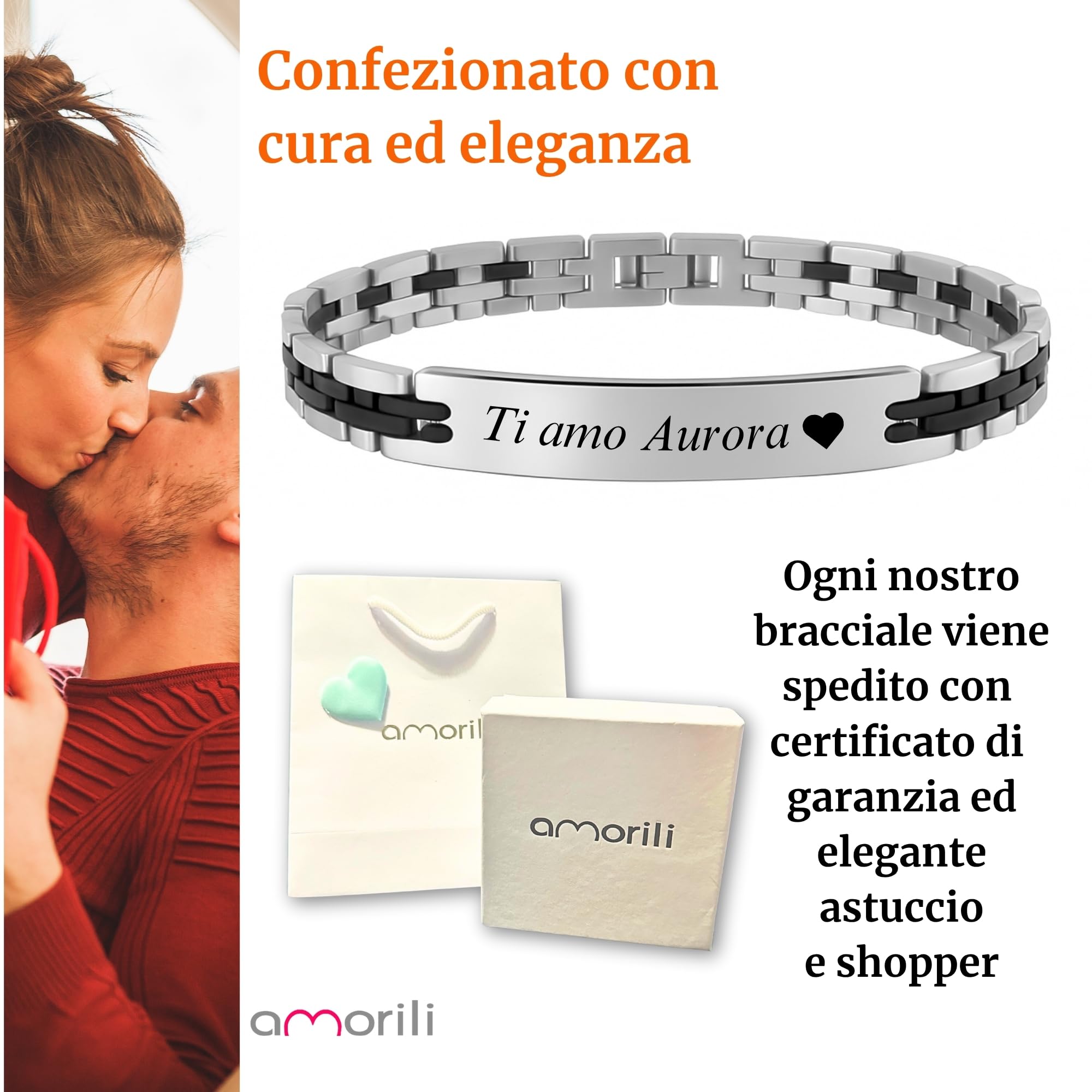 Bracciale Uomo Personalizzato con Incisione – Acciaio Inossidabile – Lunghezza 21 cm, Larghezza 8 mm – Idea Regalo Elegante e Unica - bcc3141