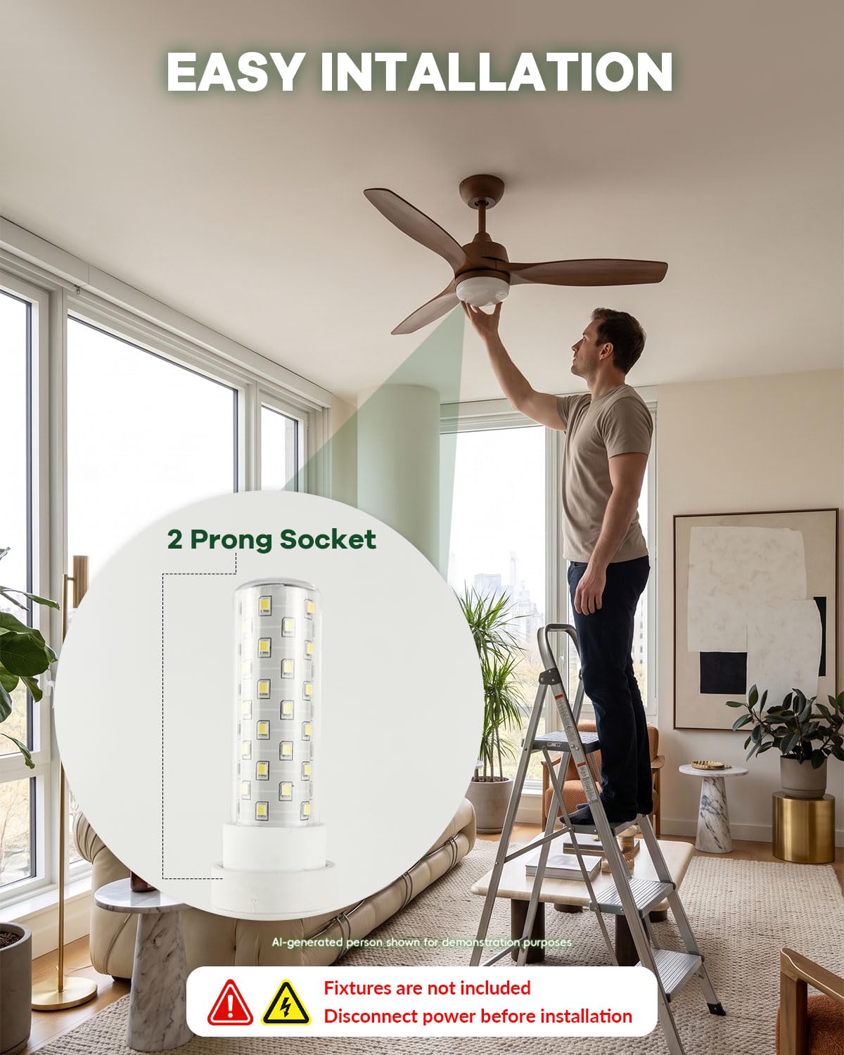 Bombilla LED GU24 de 2700 K-3000 K, luz blanca cálida suave de alto brillo para ventilador de techo de baño, 13 W, 18 W, 23 W, T2, repuesto de luz CFL en espiral, 120 V, 10 W, 4 unidades