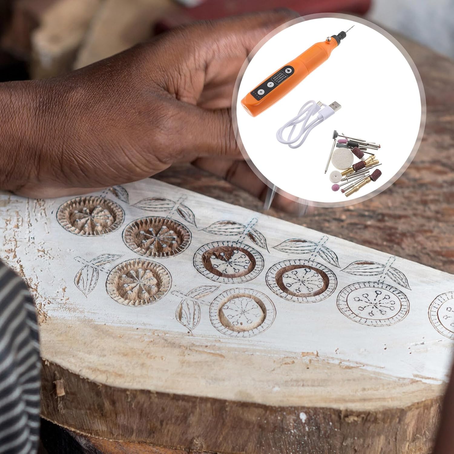 Mini USB Rechargeable Rotary Tool with Lamp, 5-speed Cordless Sanding and Polishing Kit for Precision DIY and Home Use