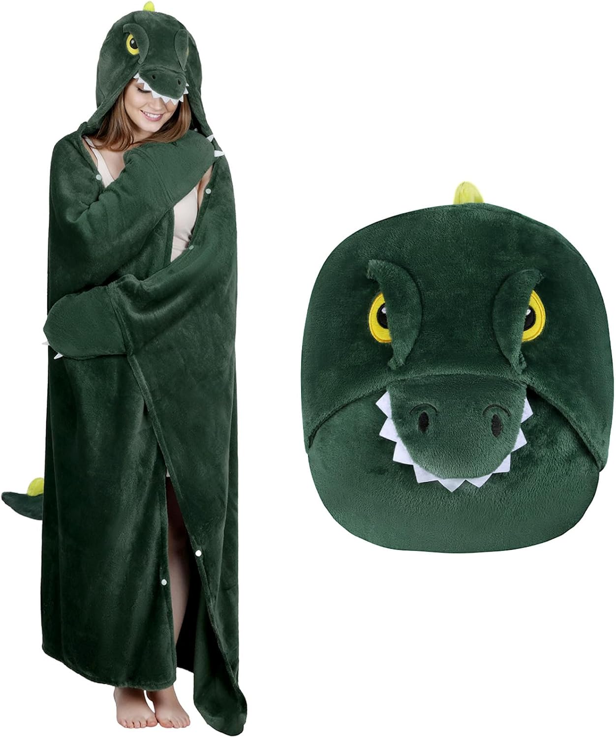 Wearable Hooded Blanket for Women, Soft Snuggle Wrap Cape Throw, Fleece & Sherpa Hoodie