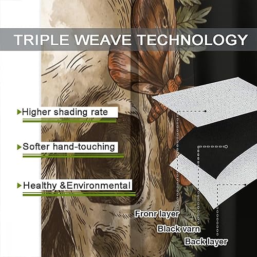 Miniatura 7 de Cortinas opacas de calavera de Halloween, diseño de mariposa, gótico, esqueleto, negro, con bolsillo para barra, para dormitorio, sala de estar,