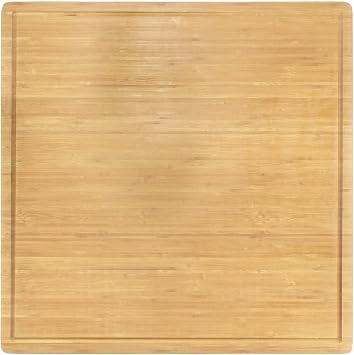 BambooMN Bamboo Burner Cover Cutting Board - 3 Ply - Extra Large Square - Grooved/Flat 24" x 24" x 0.75" - 1 Piece