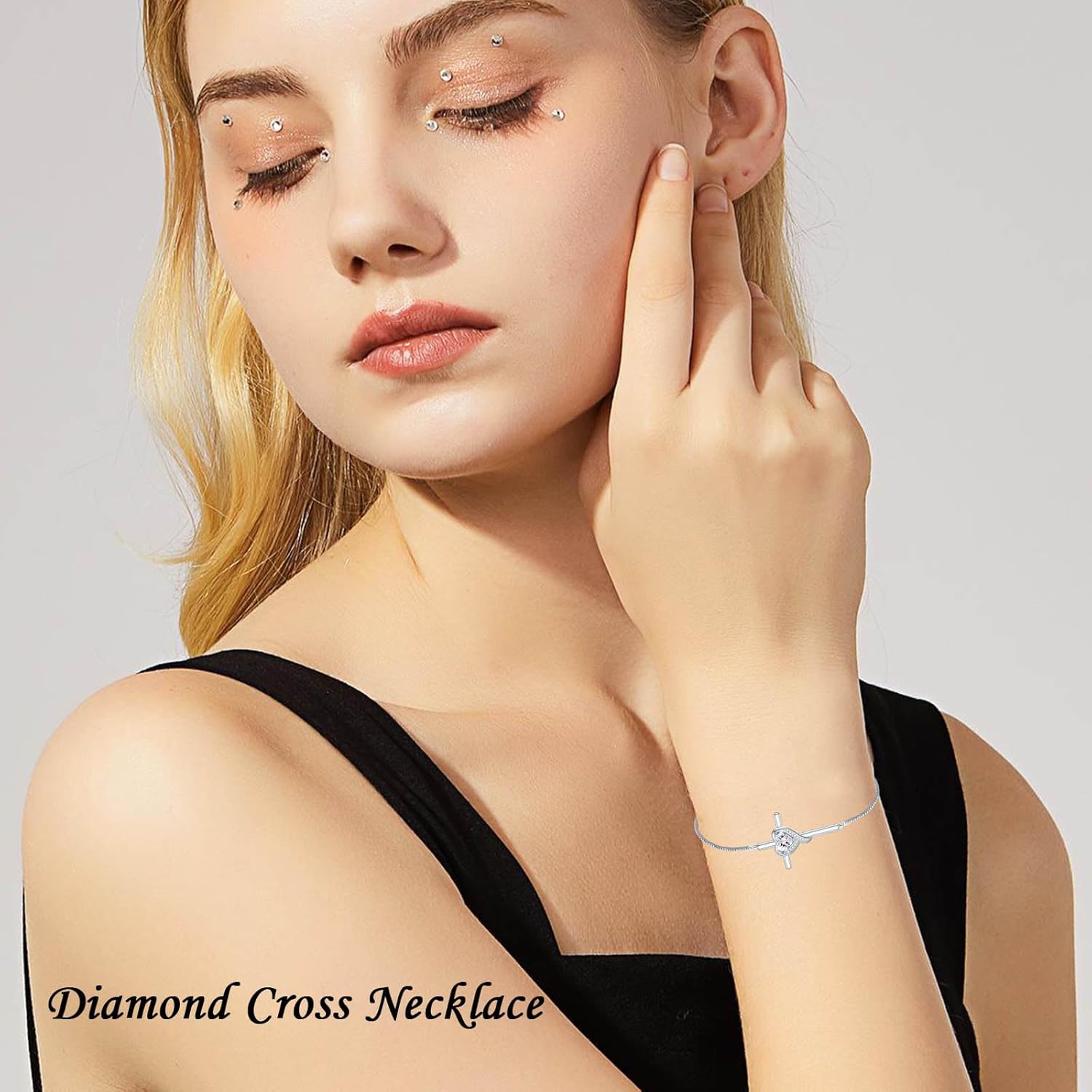 TOUPOP Birthstone Cross Bracelet for Women 925 Sterling Silver Cross Heart Bracelet Fine Jewelry Birthday Mothers Day Gifts for Mom Her Wife Girlfriend