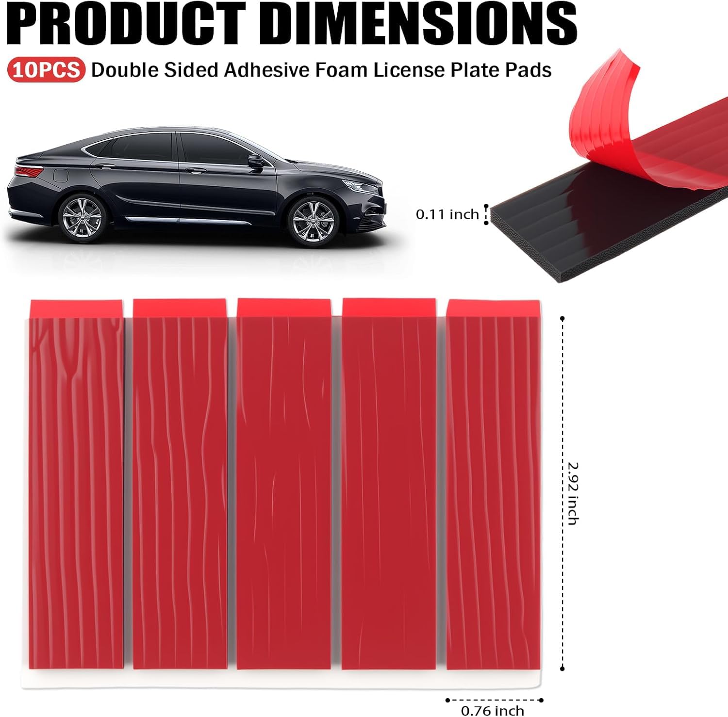 Number Plate Sticky Pads 10 Strips – Extra Strong Double Sided Sticky Pads for Car Number Plates, Heavy Duty Adhesive Pads for Registration & License Plates, Drill-Free Fixing Kit (3mm Thick) — view 2