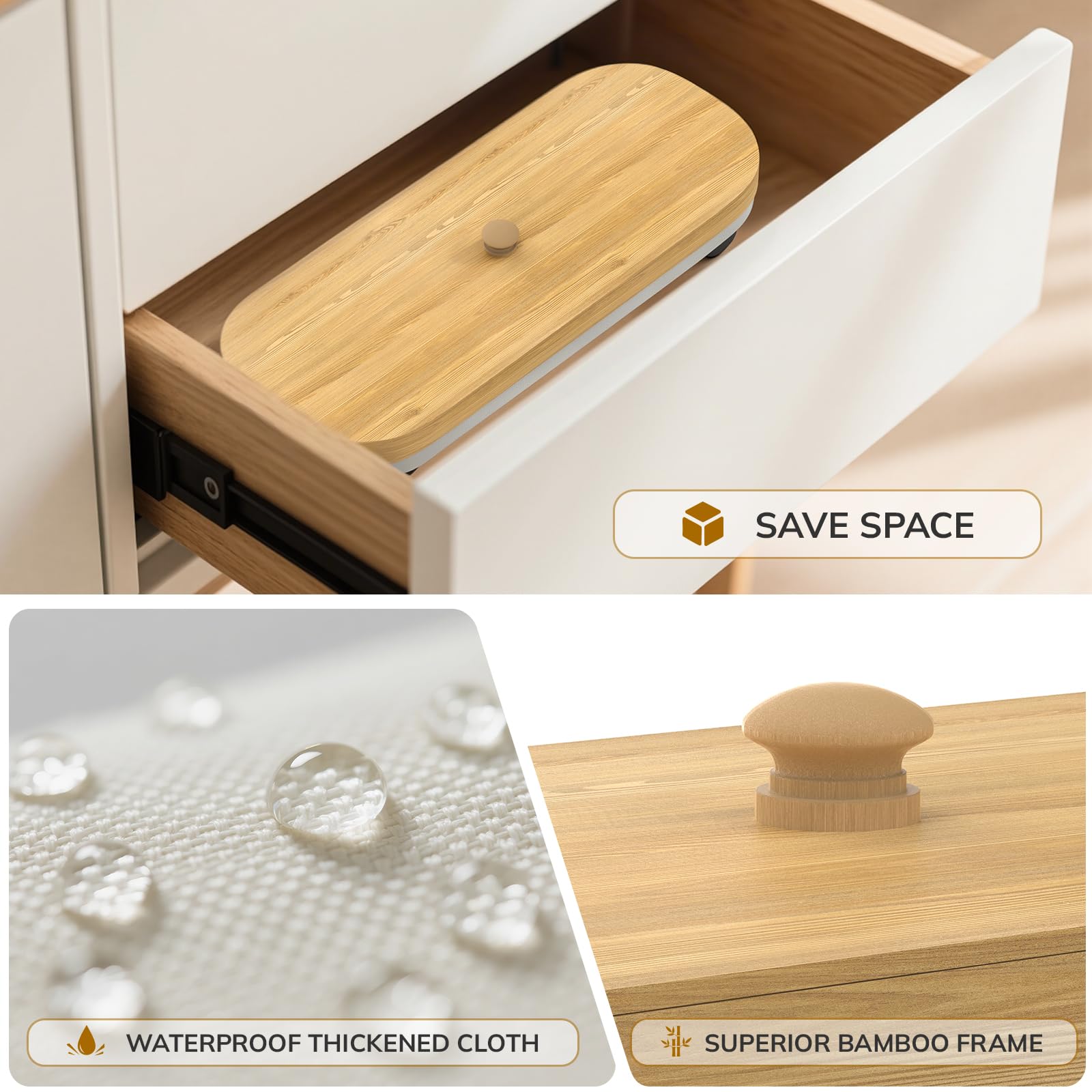 Almacenamiento de papel higiénico con rueda, soporte de papel higiénico de bambú con tapa y asa, organizador de papel higiénico para baño, cesta de papel de 30 L para 9-12 rollos de accesorios de baño