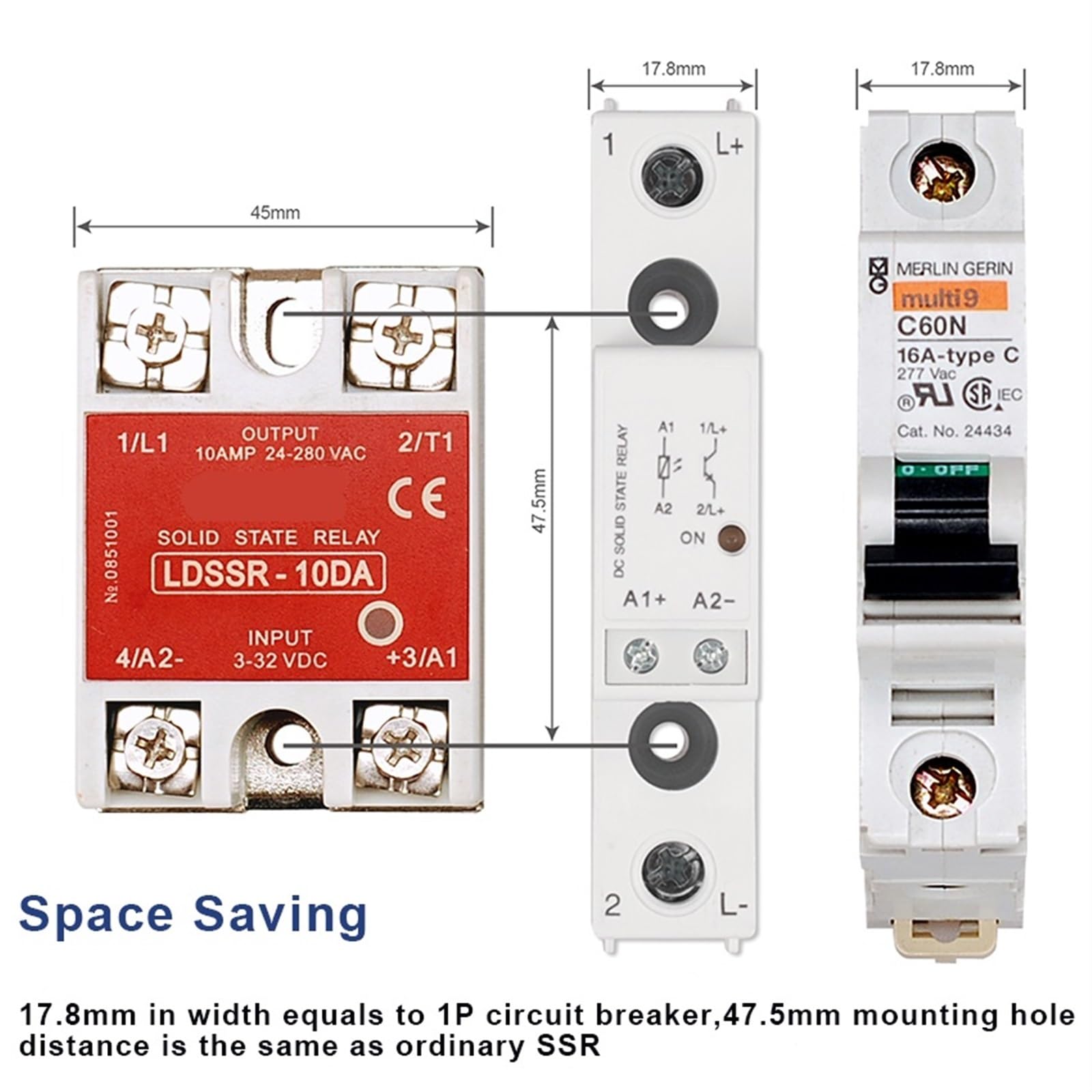 TRD060D10K 10A Smart Din Rail SSR relé de estado sólido 5V 12V 24V 32VDC entrada 1-60VDC módulo de placa de salida relé Control voltaje