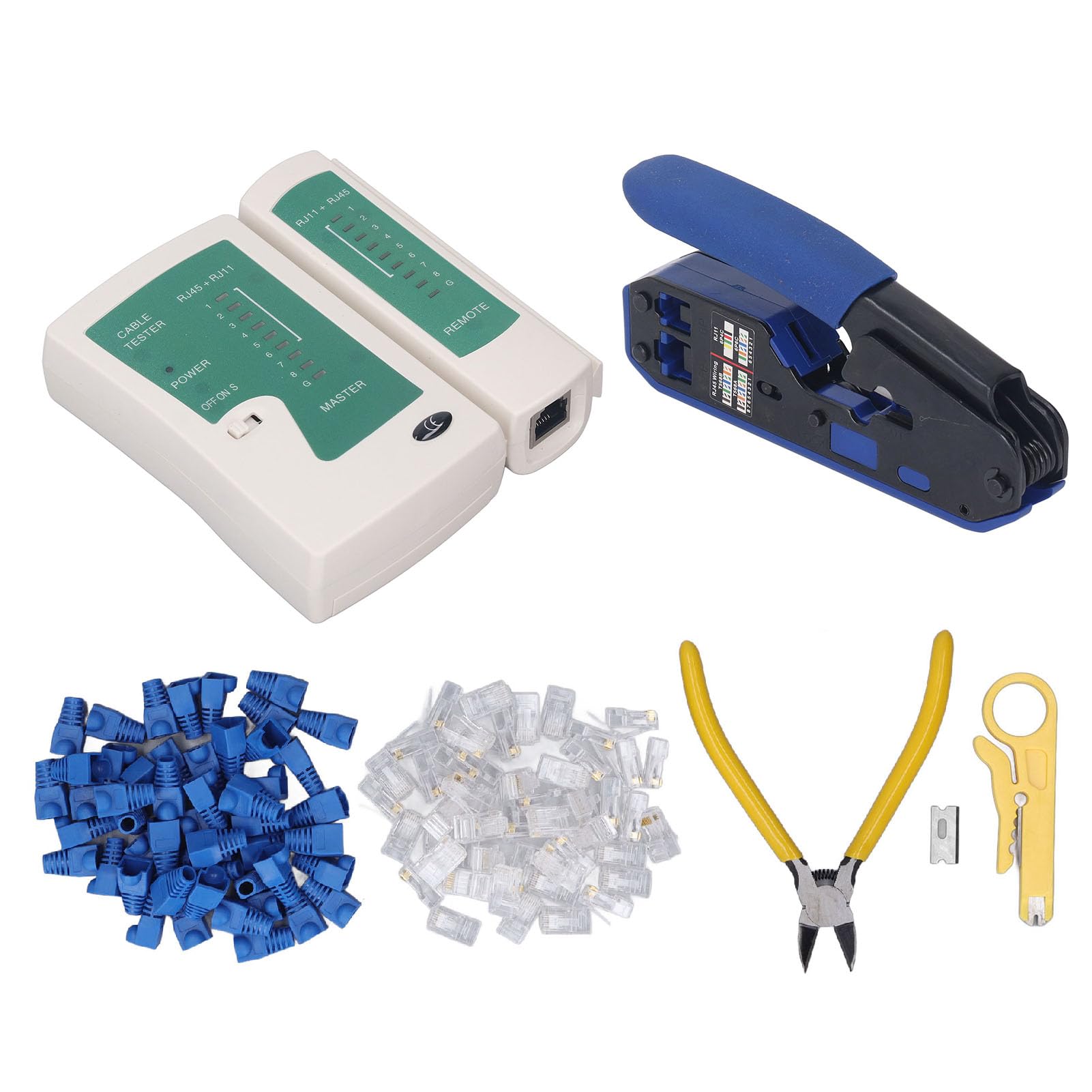 Kit d'outils de sertissage RJ45, pince à dénuder, testeur de réseau à tête cristalline 8P8C pour connecteurs Cat5 et Cat6