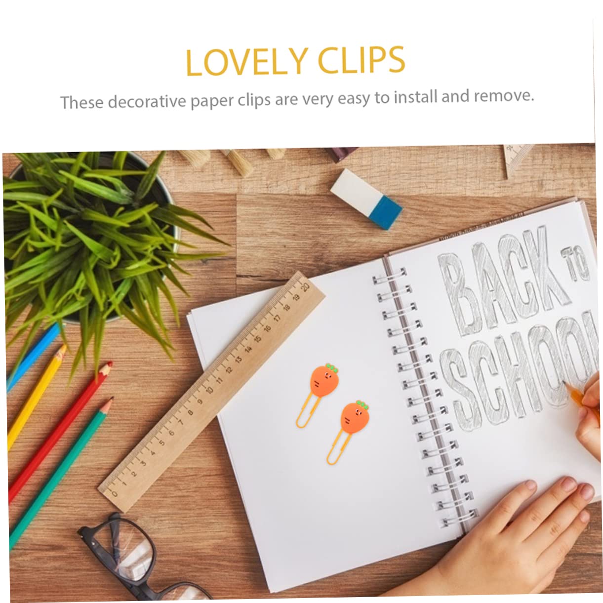 Operitacx 40pezzi Clip Carta Creativi Forma Di Carota Per Ufficio e Scuola Graffette Decorative Per Documenti e Note Accessori Carini e Funzionali Per Organizzazione Delle Attività