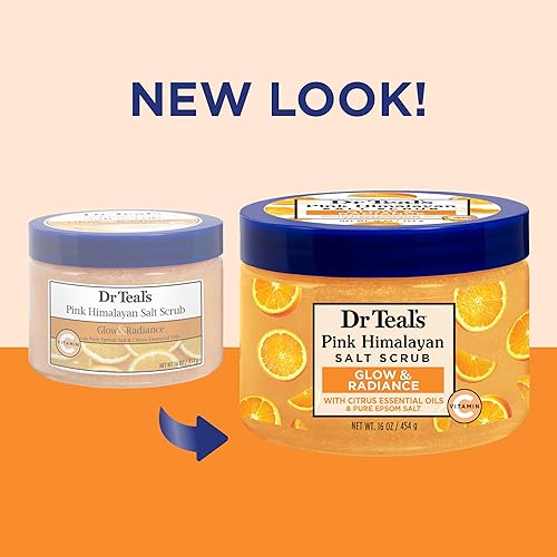 Miniatura 2 de Dr Teal's Exfoliante corporal con sal del Himalaya rosa, resplandor y resplandor con sal de Epsom pura y aceites esenciales cítricos, 16 onzas