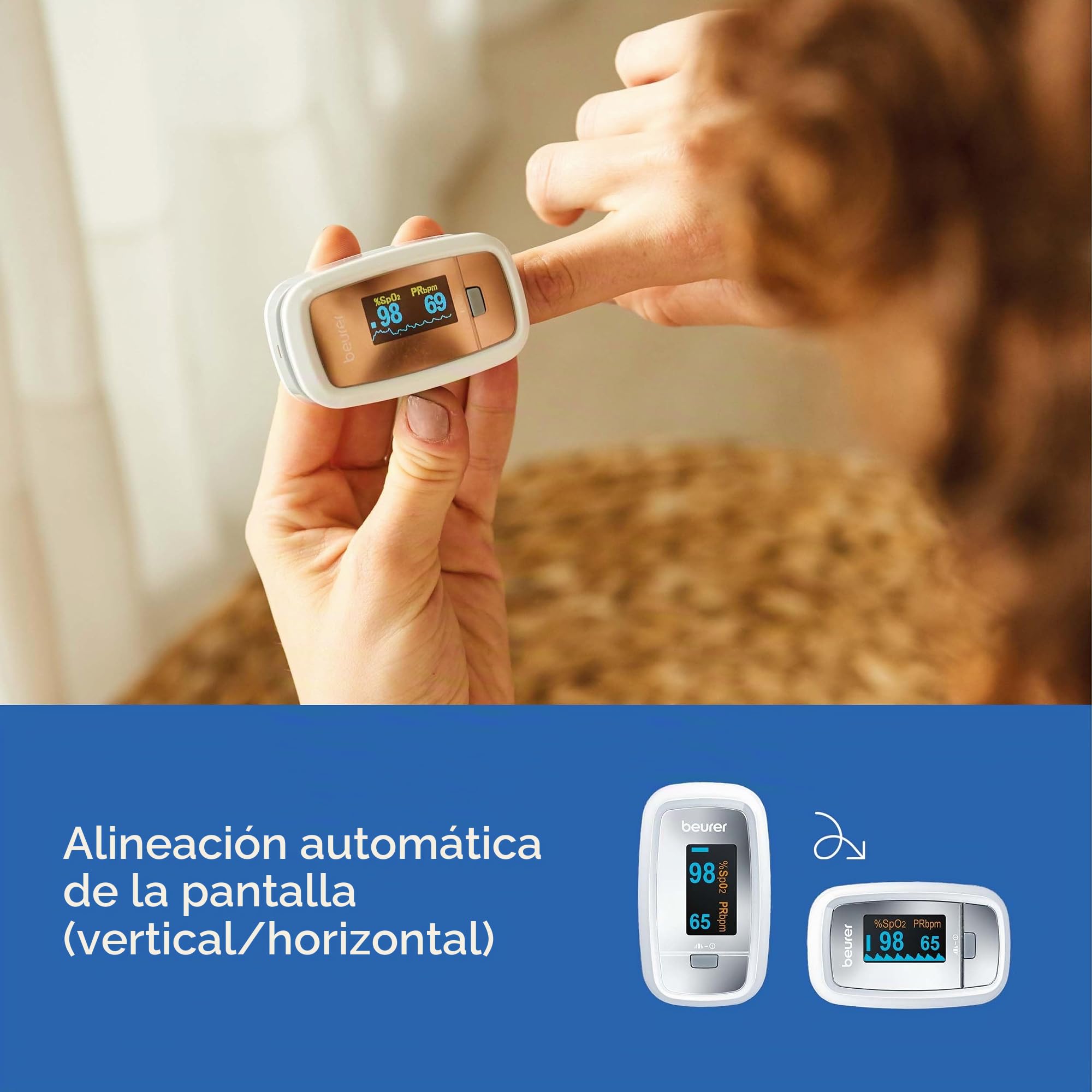 Beurer BM27 Tensiómetro de Brazo, Blanco, Indicador OMS, Detección de Arritmia + PO 30 Pulsioxímetro, medición saturación de oxígeno (SpO2) y frecuencia cardíaca