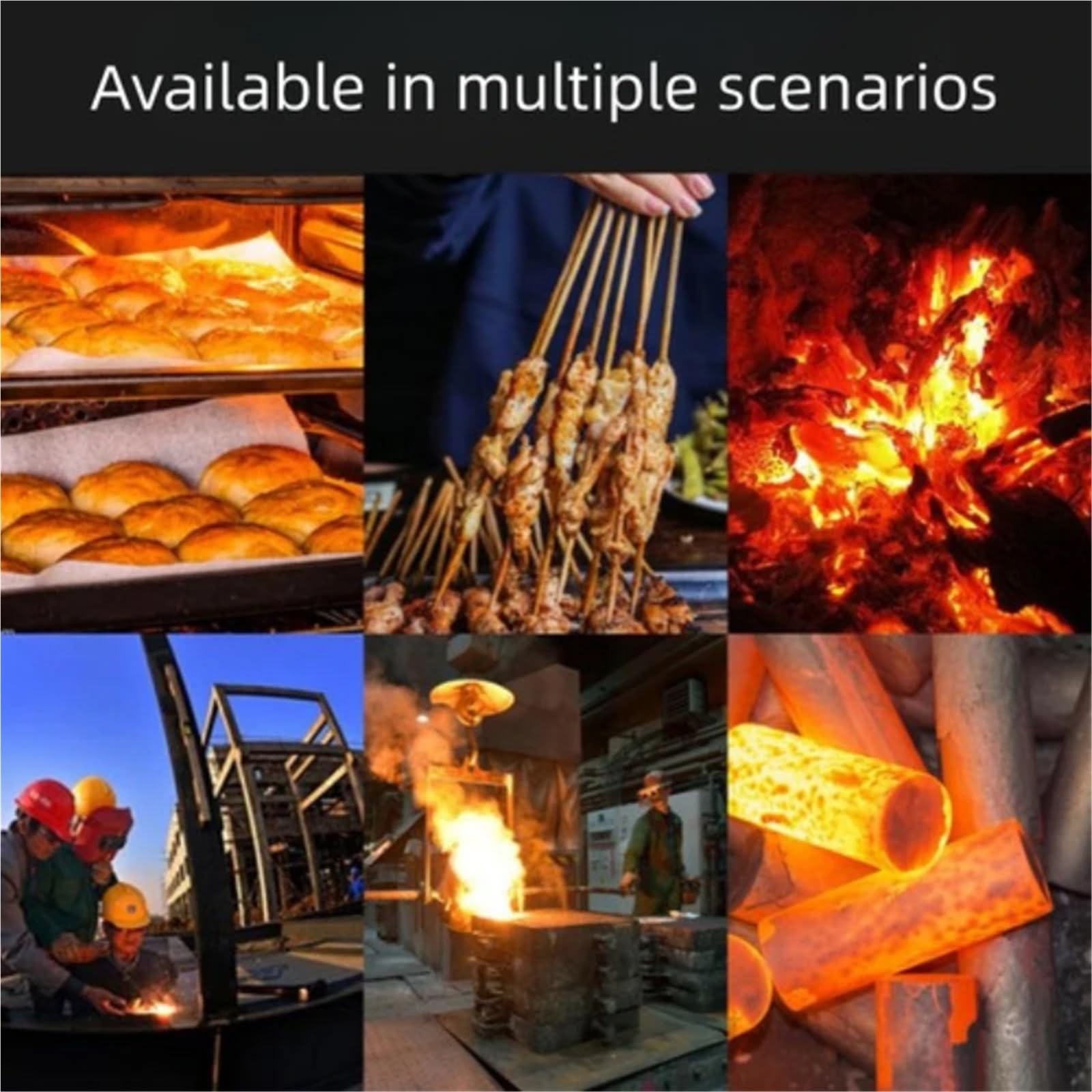 Guanti da forno antiscivolo for barbecue resistenti al calore e ignifughi fuoco for 500-800 gradi centigradi Per Grigliare(1pair)