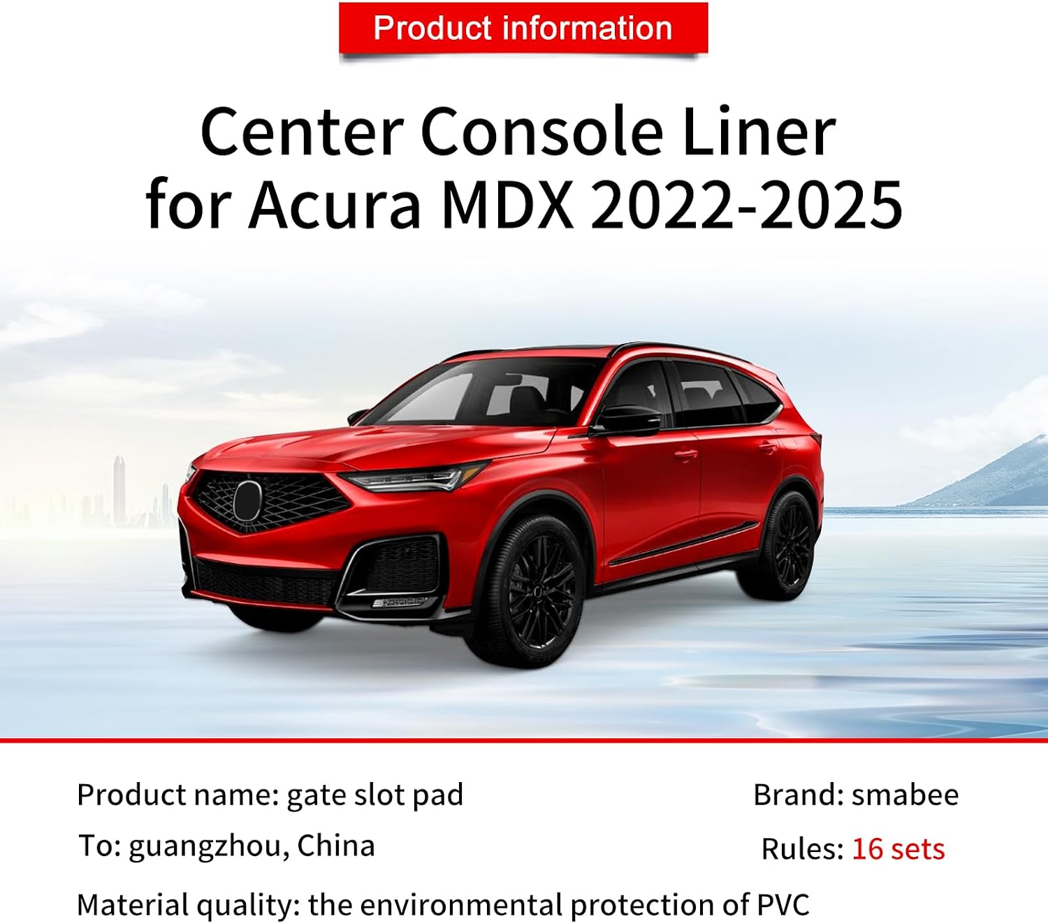 16PCS Center Console Liner for Acura MDX 2022-2026 Cup Holders Inserts for 2025 Acura MDX Door Slot Mats Anti-Dust Mats Interior Accessories (White)