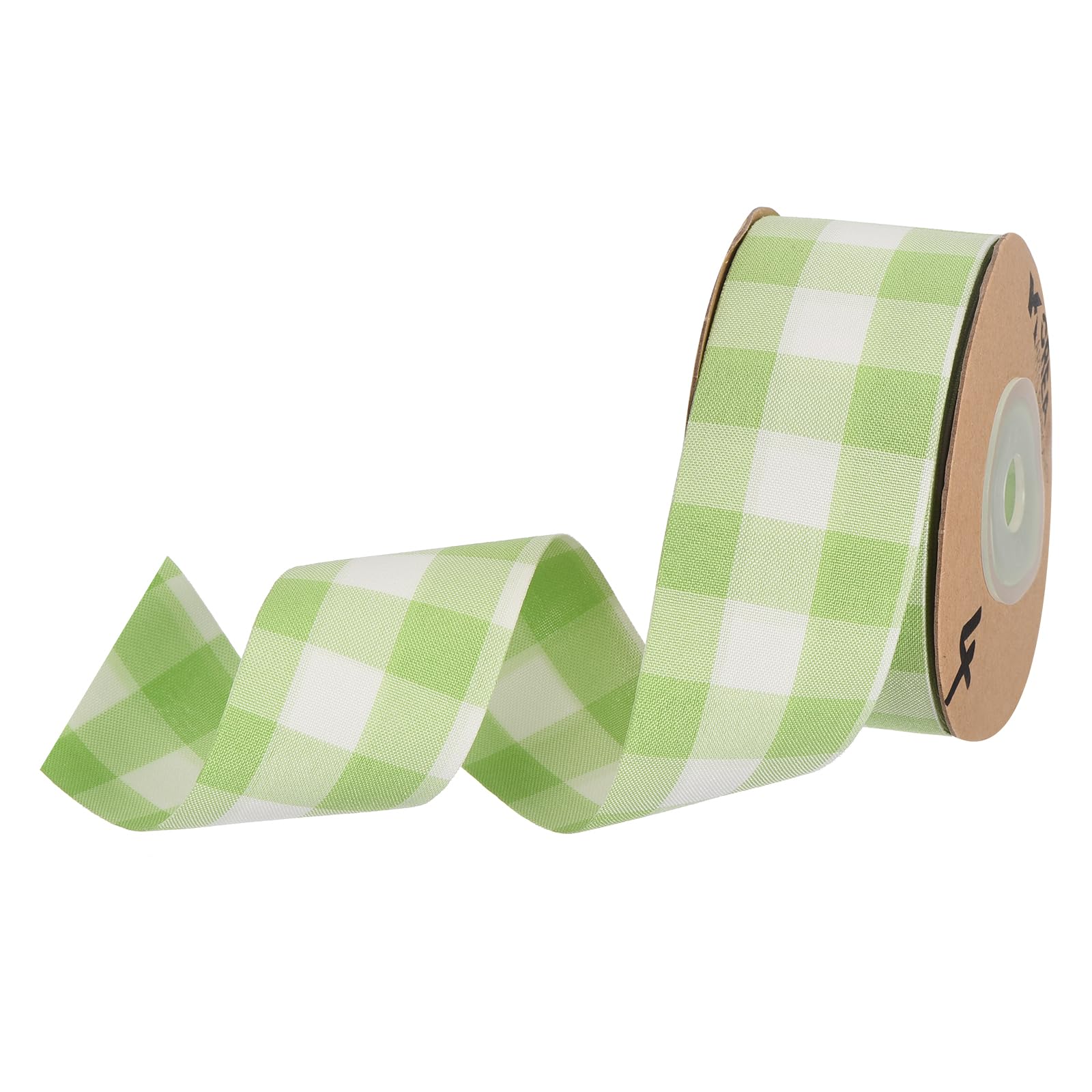 Wstążka w kratkę Buffalo Gingham o grubości 1,6 cala, 10 jardów do pakowania prezentów, rękodzieła i dekoracji DIY(Green White)