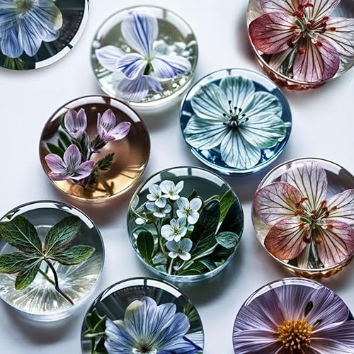 Miniatura 5 de Juego de 4 moldes circulares de resina de 32 cavidades, molde de silicona para llavero redondo plano, molde magnético, molde de aretes, molde de