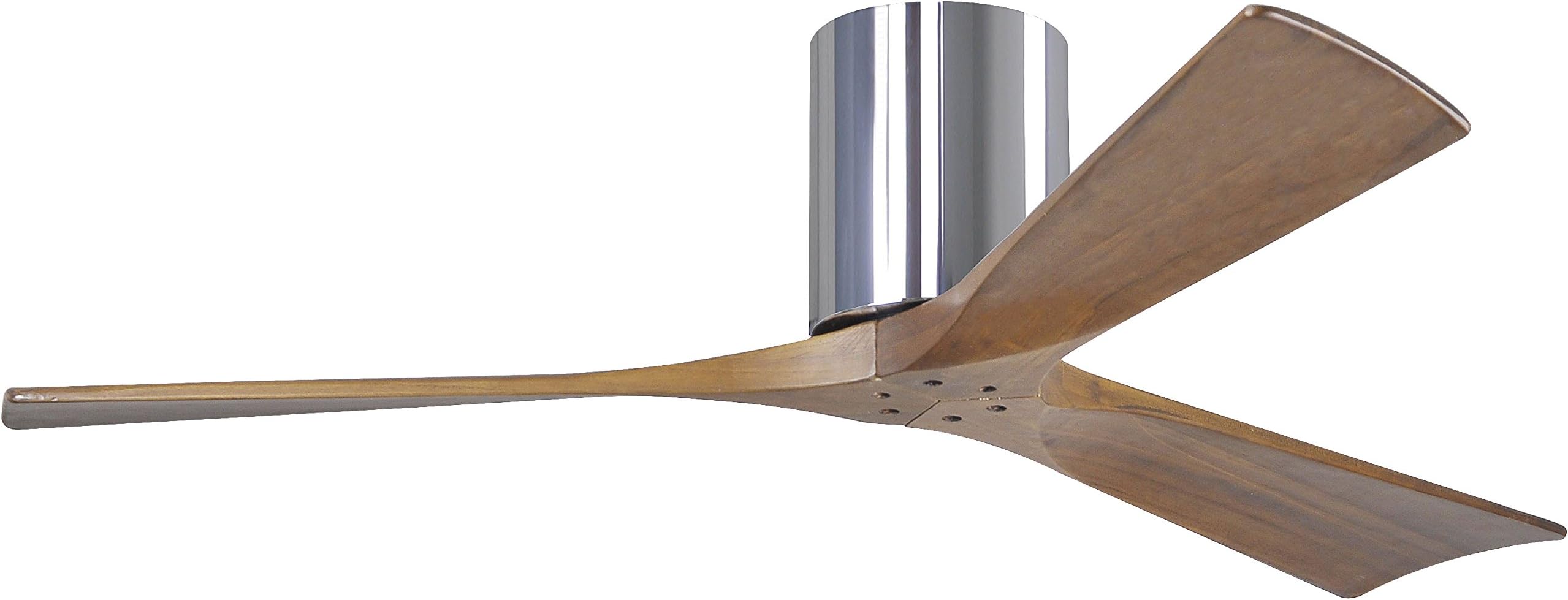 Matthews IR3H-CR-WA-52 Irene Indoor/Outdoor Damp Location 52" Hugger Ceiling Fan with Remote & Wall Control, 3 Wood Blades, Polished Chrome
