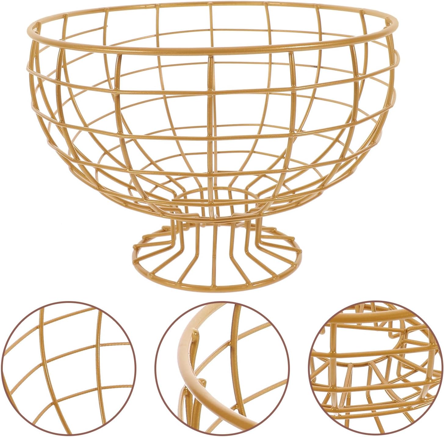Metal Fruit Bowl Wire Basket Kitchen Countertop Steel Wire Fruit Holder Decorative for Home Dining and Serving