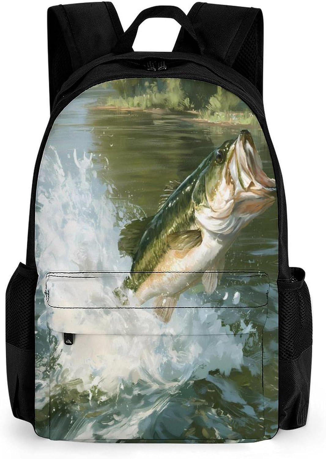 Largemouth Bass Jumping Out Backpack Lightweight Backpacks Work Bag