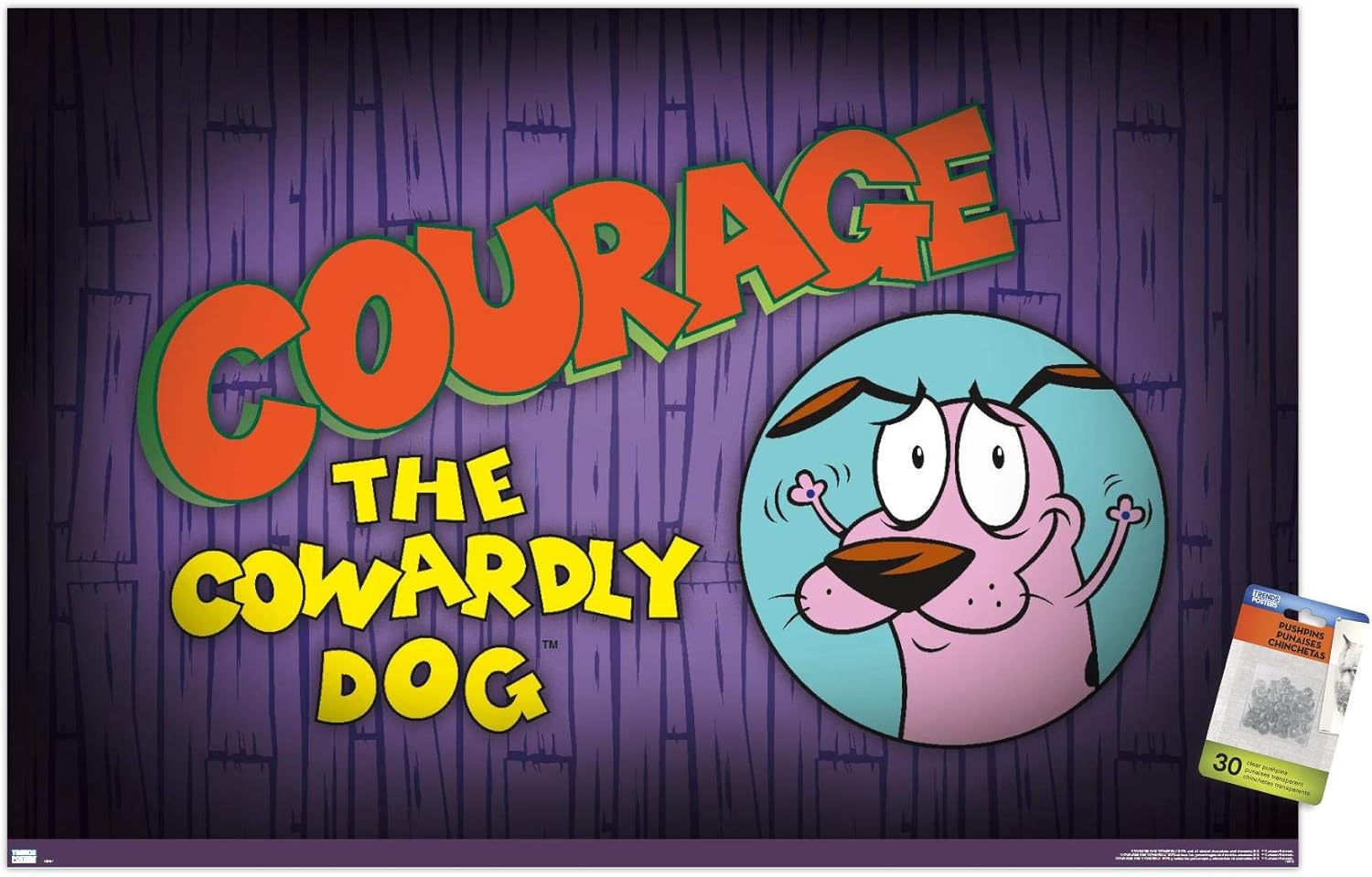 Trends International Courage the Cowardly Dog - Title Wall Poster, 22.37" x 34.00", Premium Poster & Push Pin Bundle