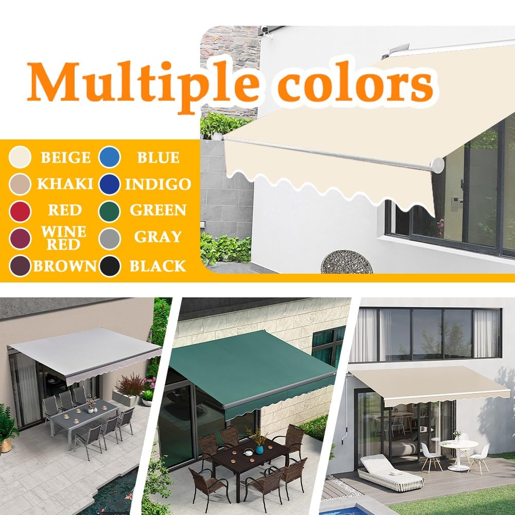 Ausziehbares Sonnensegel für Balkon, Terrasse und Garten, Stoff, erhältlich in 200/250/300/350/400/500/600/700 cm (Beige, B 200 x L 150 cm)