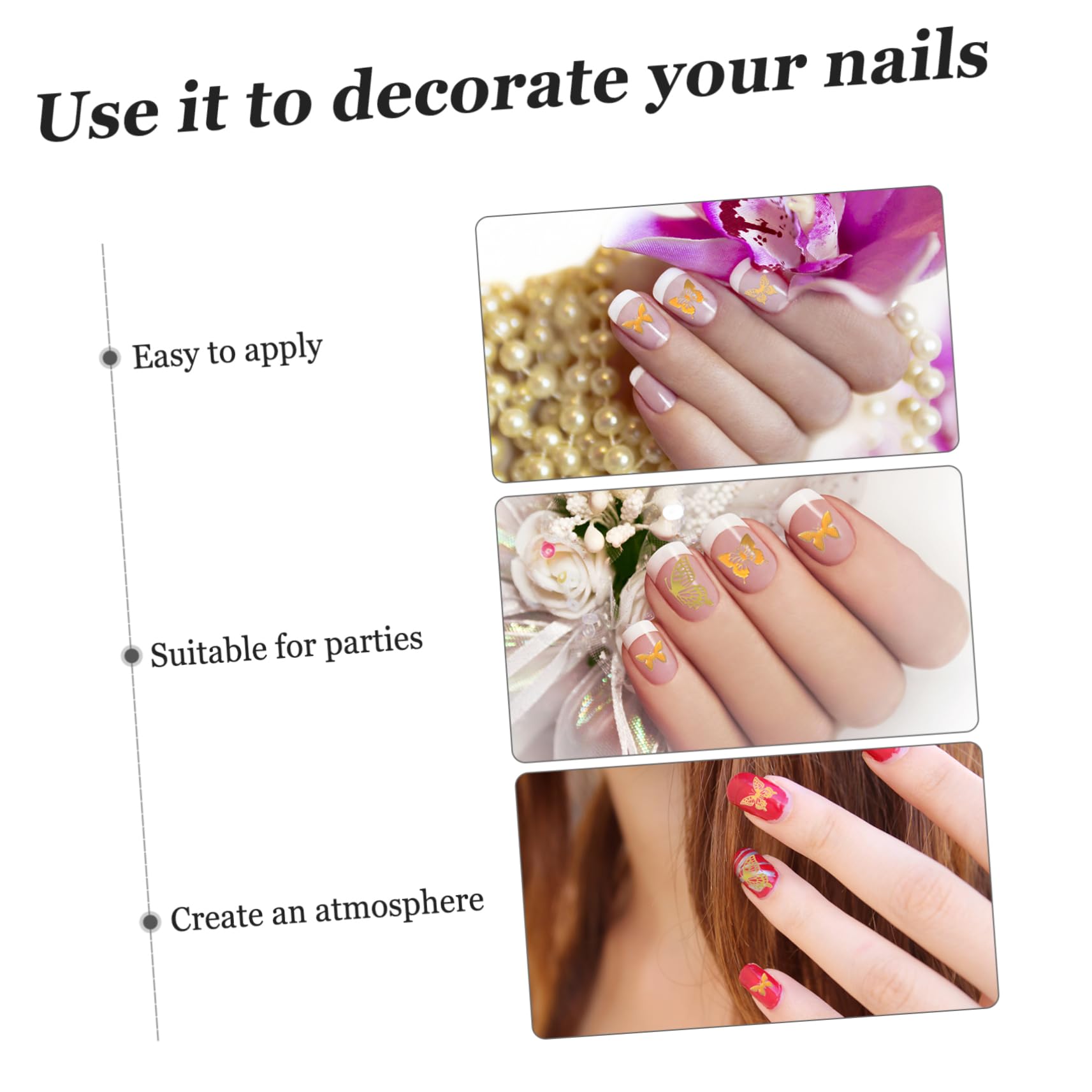 3 Set Adesivi Per Unghie Decorazioni Nail Art Adesivi Manicure Per Unghie Chic E Uniche 8 Fogli*3