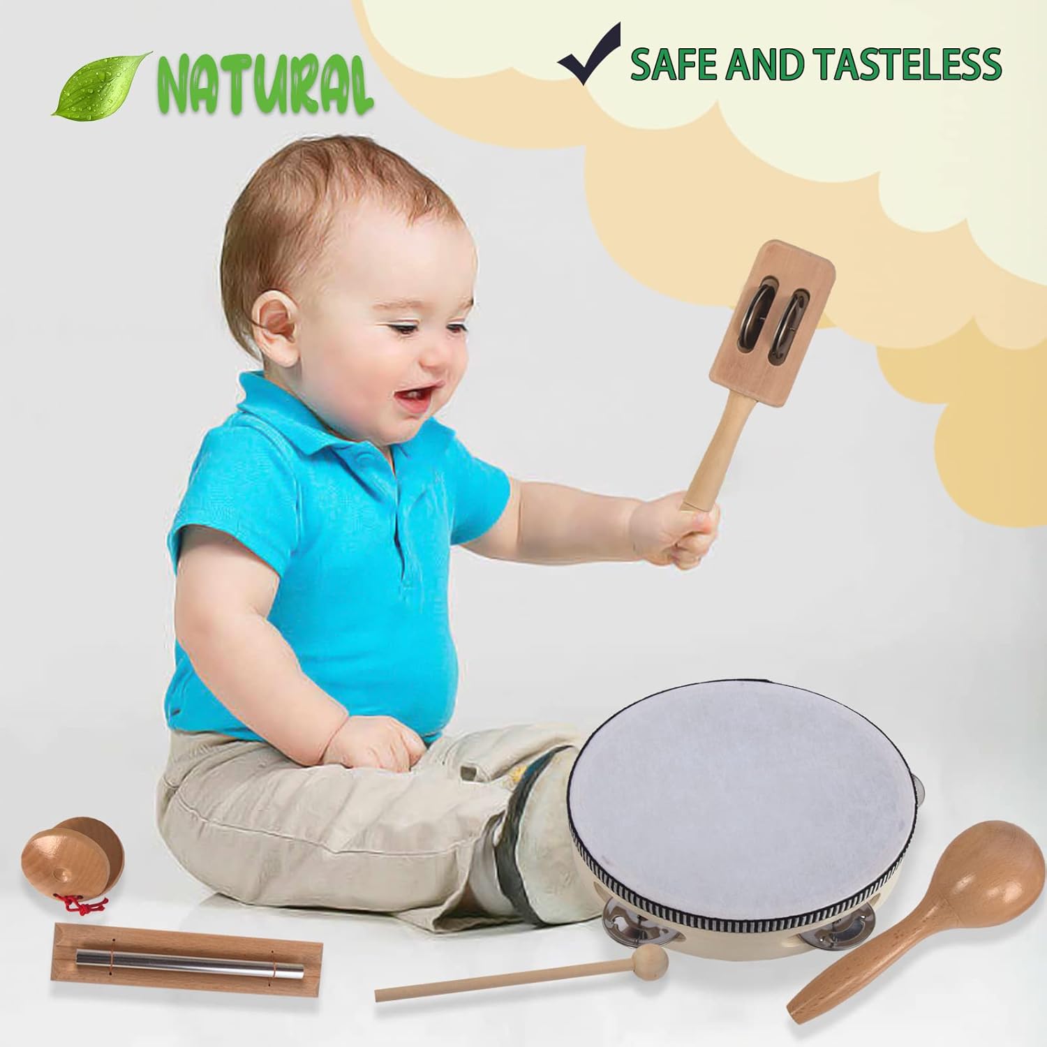 KIDS TOYLAND Wooden Musical Instruments Set for Toddlers 1-3, Natural Wood Percussion Instruments Xylophone Gift Set for Girls Boys Kids ,Preschool Educational Musical Toys with Storage Bag : Toys & Games