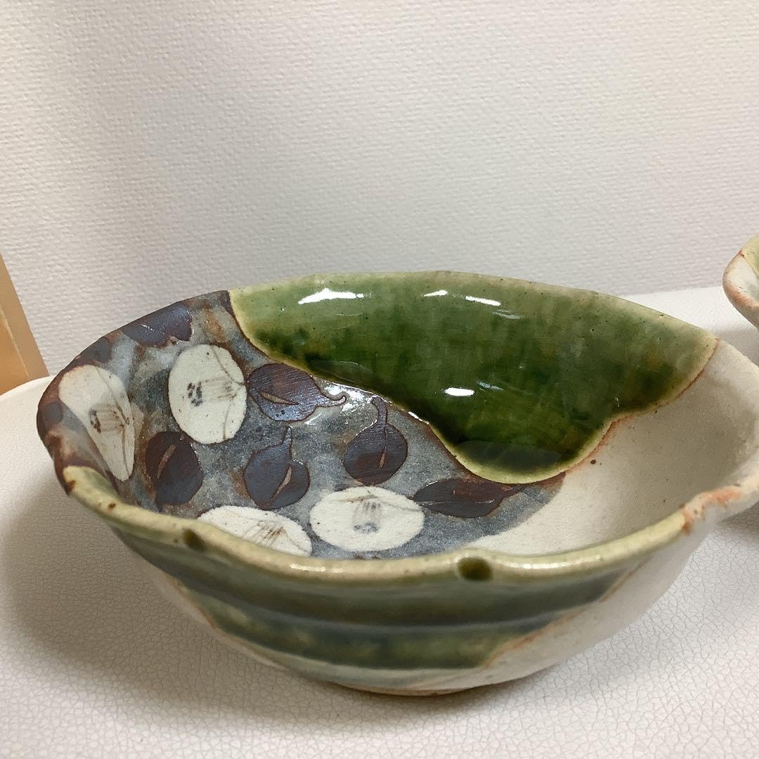 作家物 玉山窯 ?玉置保夫 ？織部 花椿 小鉢　2個セット 楽天市場】小鉢 □ 玉山窯・監修玉置保夫/総織部菊楕円小鉢(1鉢