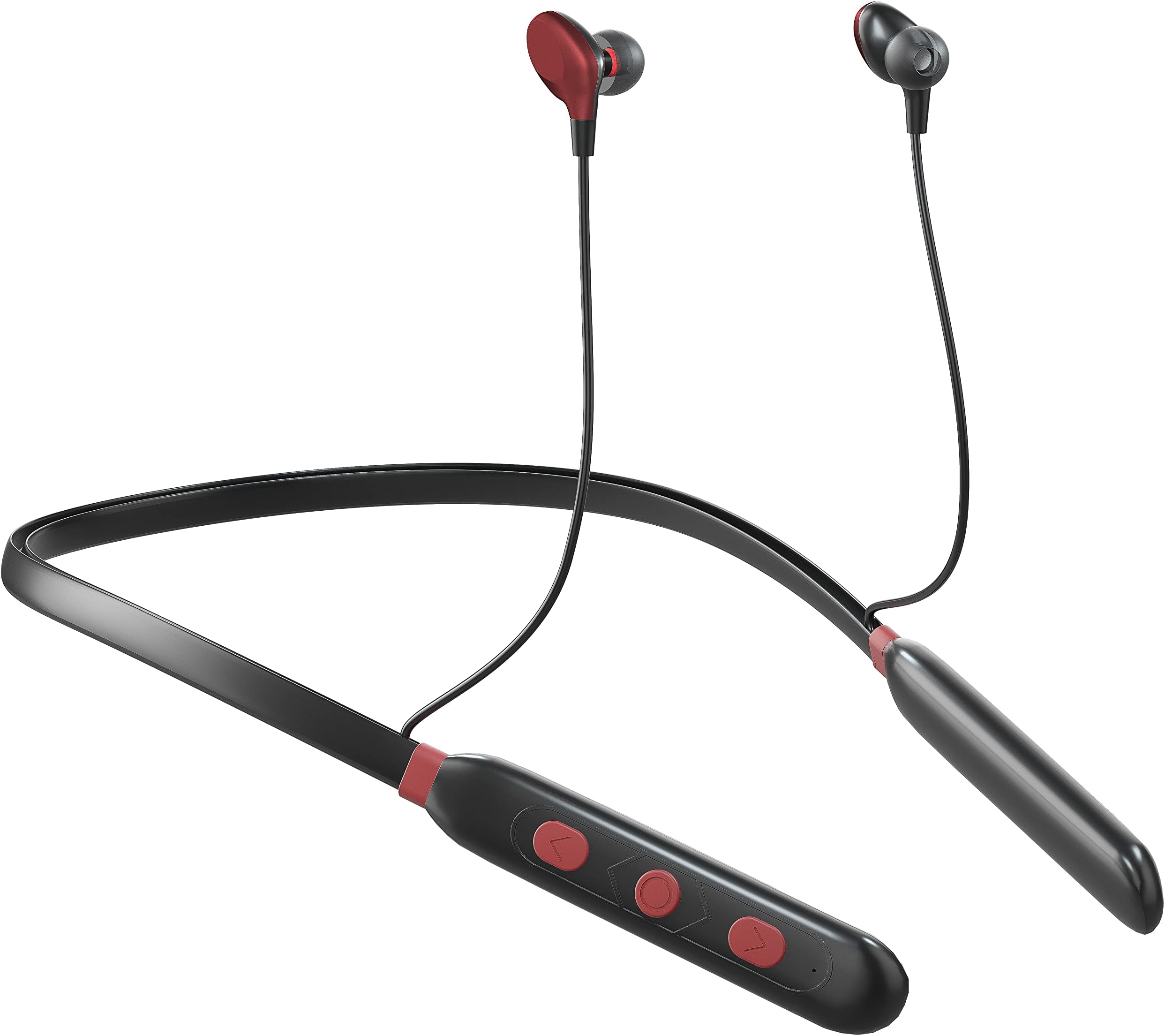 GIZMOREGiz MN221 Ultra Beat Bluetooth Wireless Neckband Magnetic Earphones with Dual Pairing Fast Charging Great Wireless Sound with (10 Min Charge 2 Hours Working*) 18 Hours of Playtime(Black-Red)
