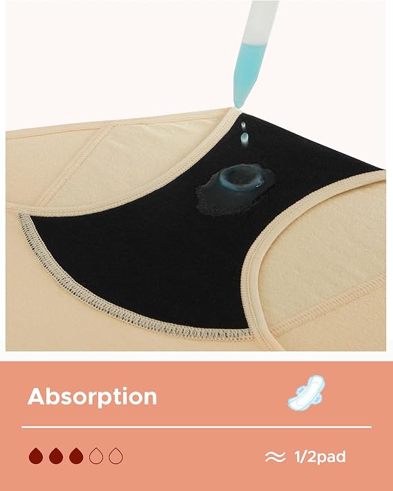 INNERSY Period Underwear for Teens Girls Cotton Leak-Proof Menstrual Panties 3-Pack
