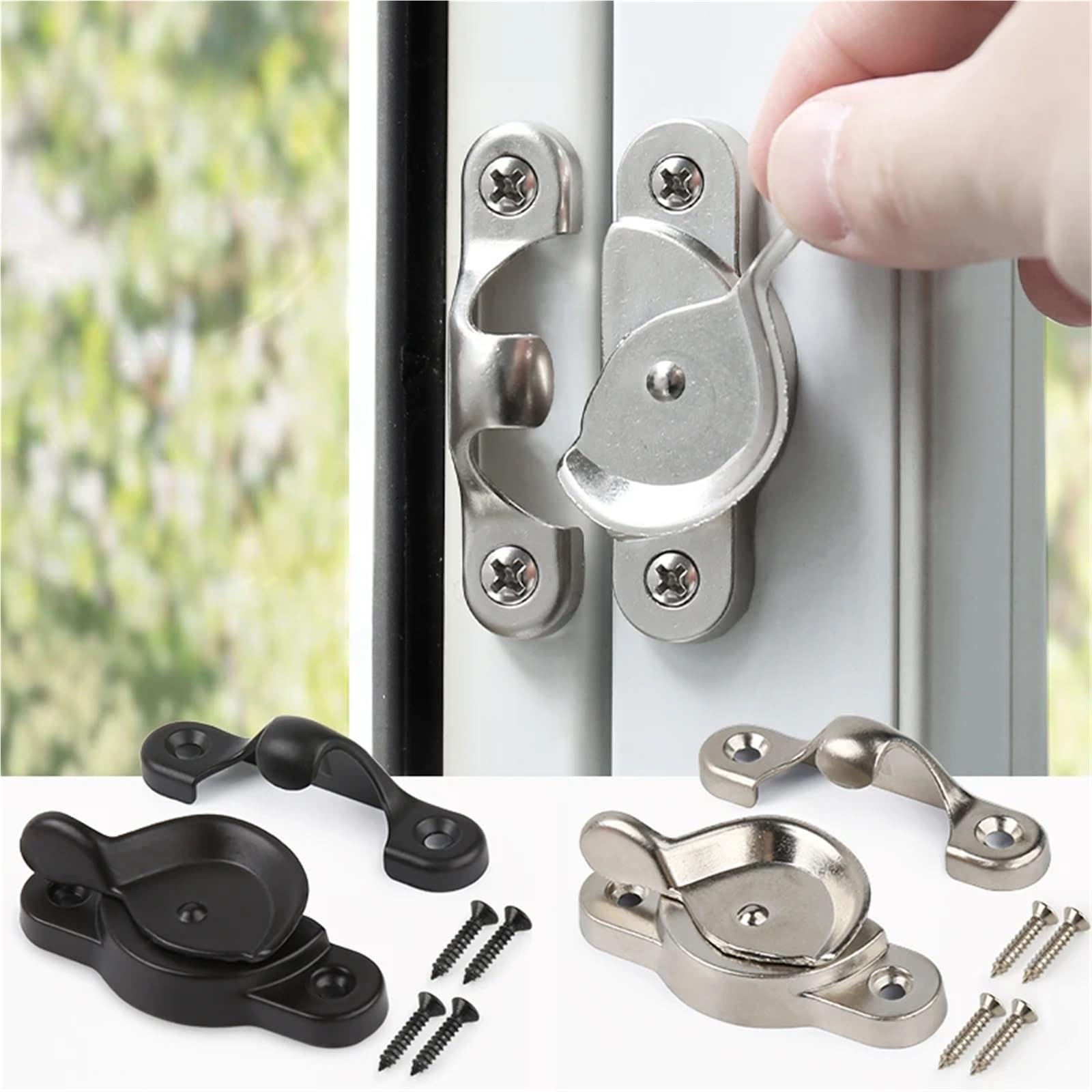 Blokada skrzydła okiennego UPVC Jammer Security, Zamki do skrzydła okiennego Multicolor 10 szt(Black)