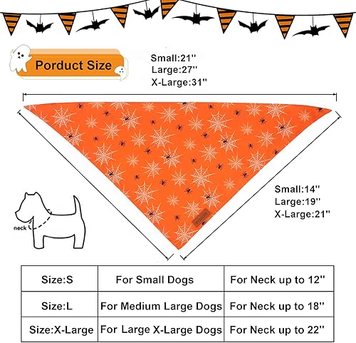 Miniatura 4 de Bandana de Halloween para perro, bufanda reversible para cachorros, varios tamaños ofrecidos, bandanas triangulares de Halloween para perros