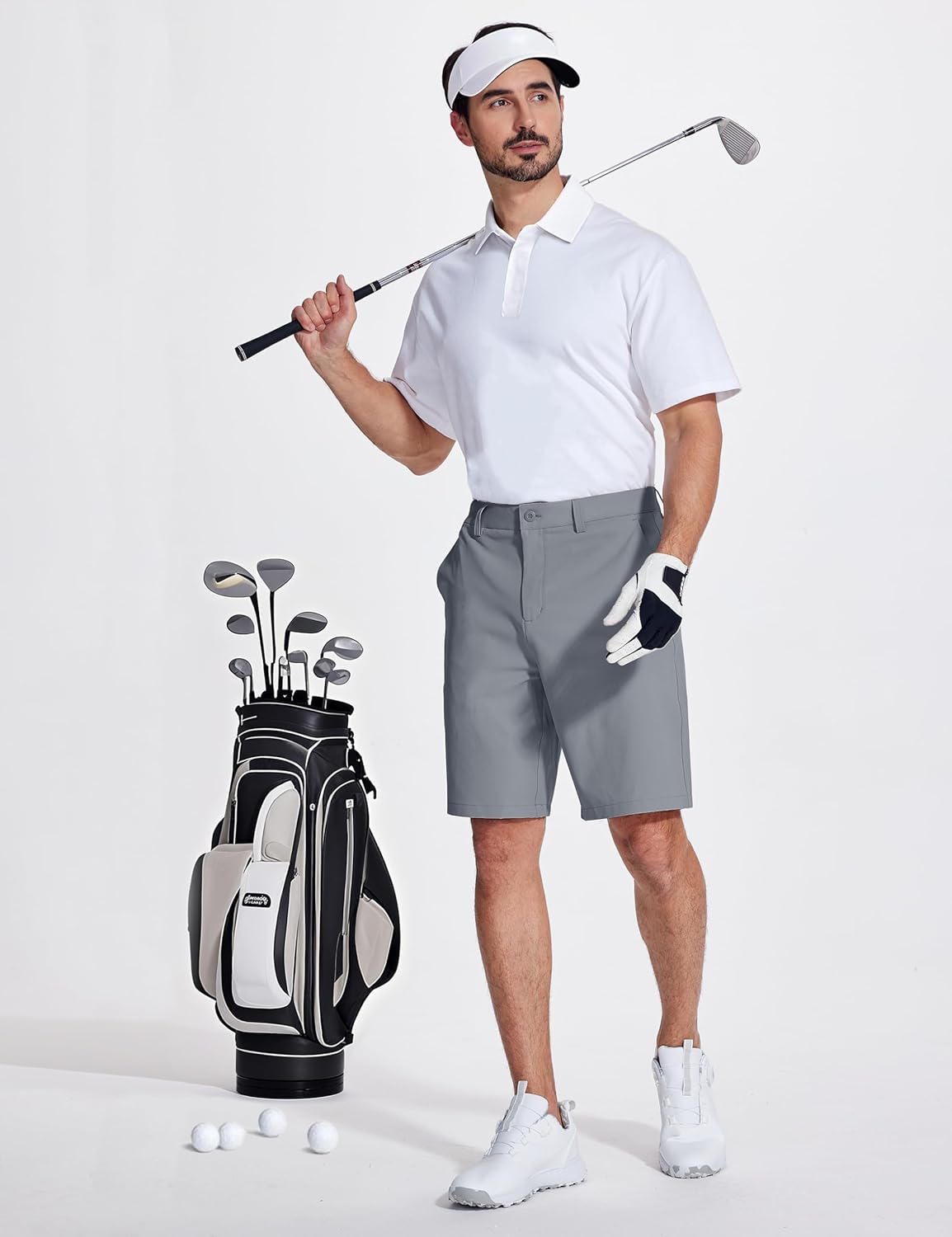 MAGCOMSEN Men's Golf Shorts 9 Inch Inseam Quick Dry Casual Shorts Stretch Hiking Dress Work Shorts with 4 Pockets Flat Front