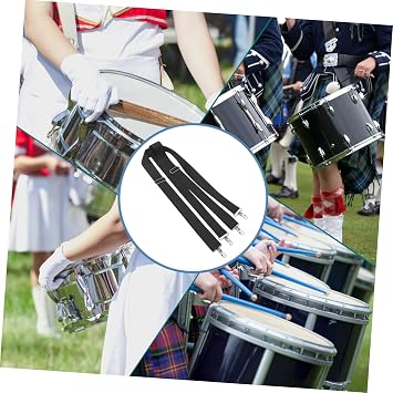 Generic Adjustable Snare Drum Sling for Marching Bands Shoulder Strap Hooks Comfortable Double-shoulder Design for Drummers and Performers