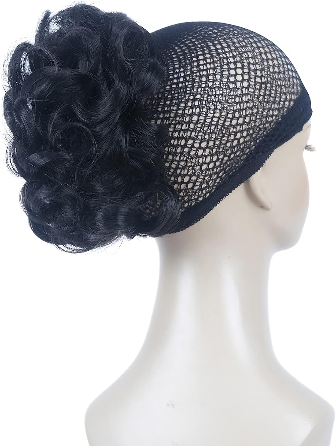 Lydell Short Ponytail Hair Extensions Wavy Curly Synthetic Hairpiece with Jaw Claw (Darkest Brown) - Image 3