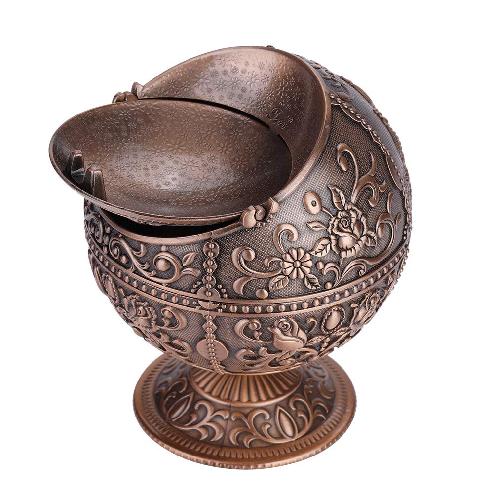 Ashtray, Travel Car Ashtray Exquisite Craftsmanship Round Ball Portable with Design for Outdoor Indoor Use for Gift Decoration for Office Decoration(Copper castle)