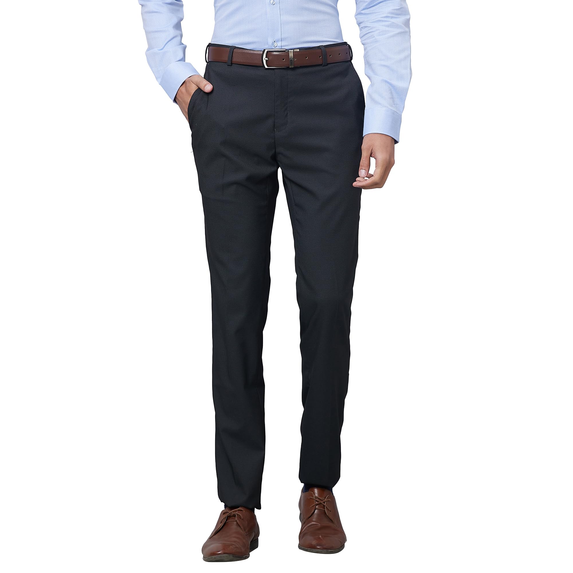 raymond Men Slim Fit Structure Pattern Poly Viscose Blend Pleatless Formal Trouser-picture-28