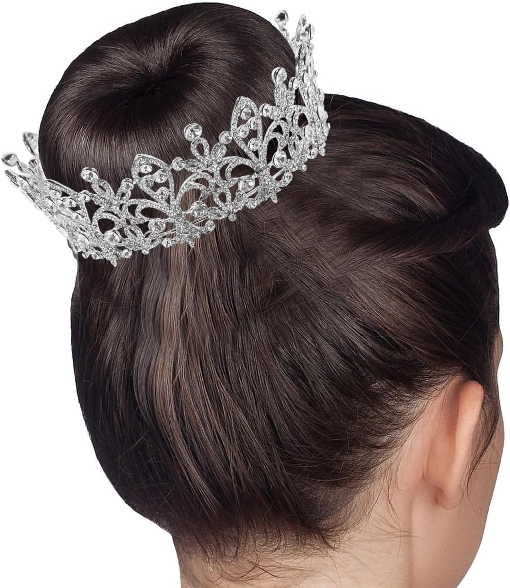 Bridal Rhinestone Crown Tiara Princess Full Round Crystal Crown Wedding Headpiece for Brides - Image 8