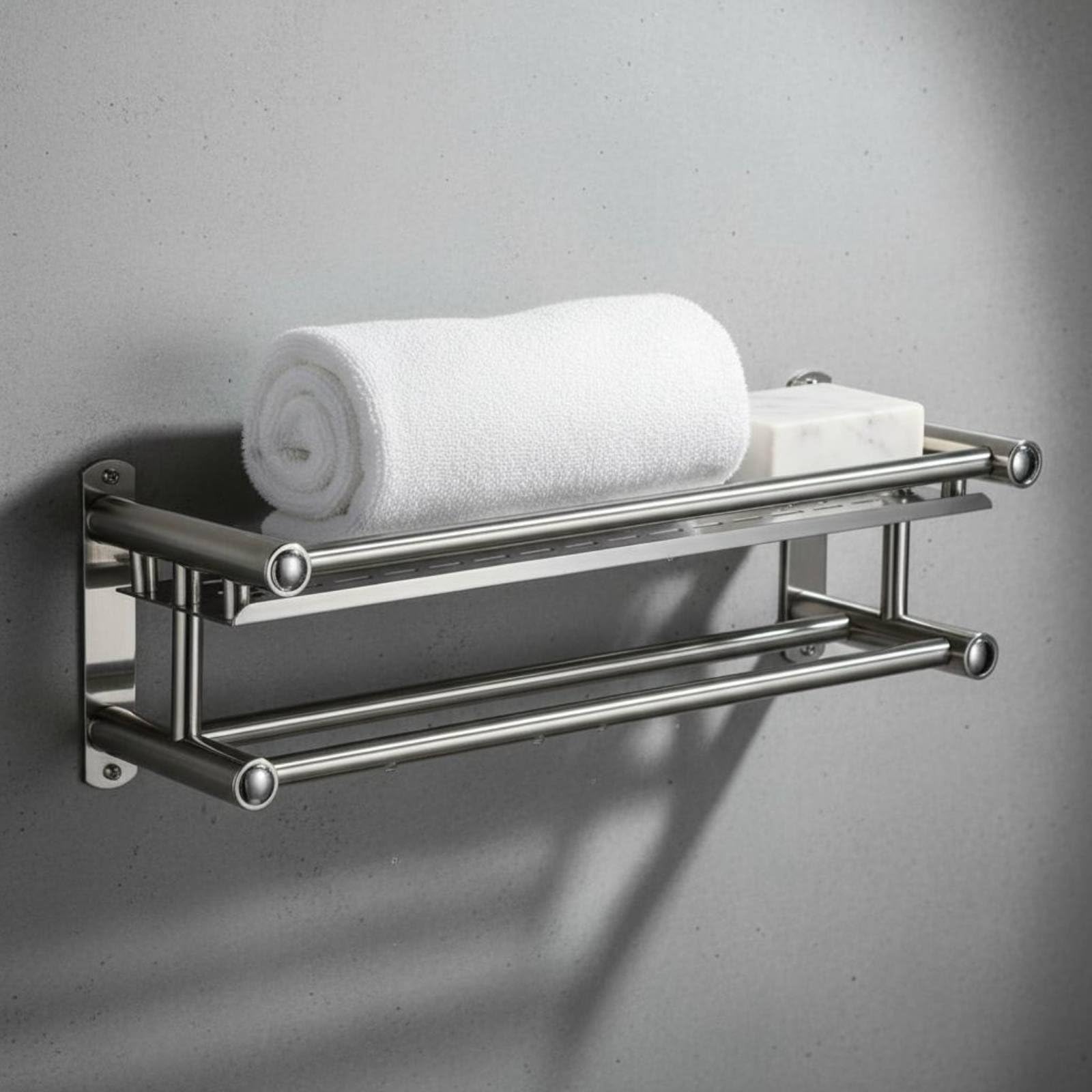 Repisas de Baño Adhesivas Montaje en Pared Organizador de Ducha Ahorra Espacio Estante Acero Inoxidable, 50cm