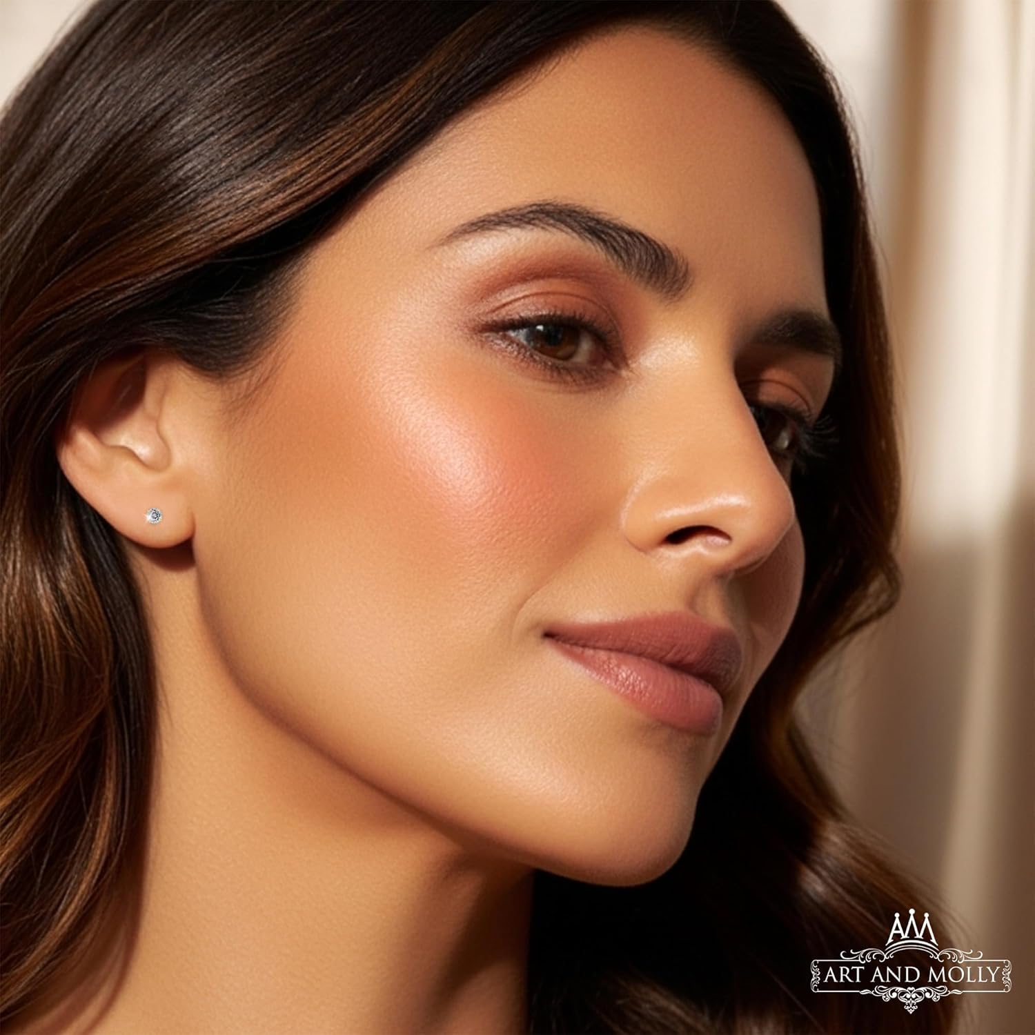 Art and Molly 14K Solitaire Gold Earring Solid 14-Karat Round Cubic Zirconia Stud Earrings with Screw-Back, CZ Studs with Gift-Ready Box - Image 6