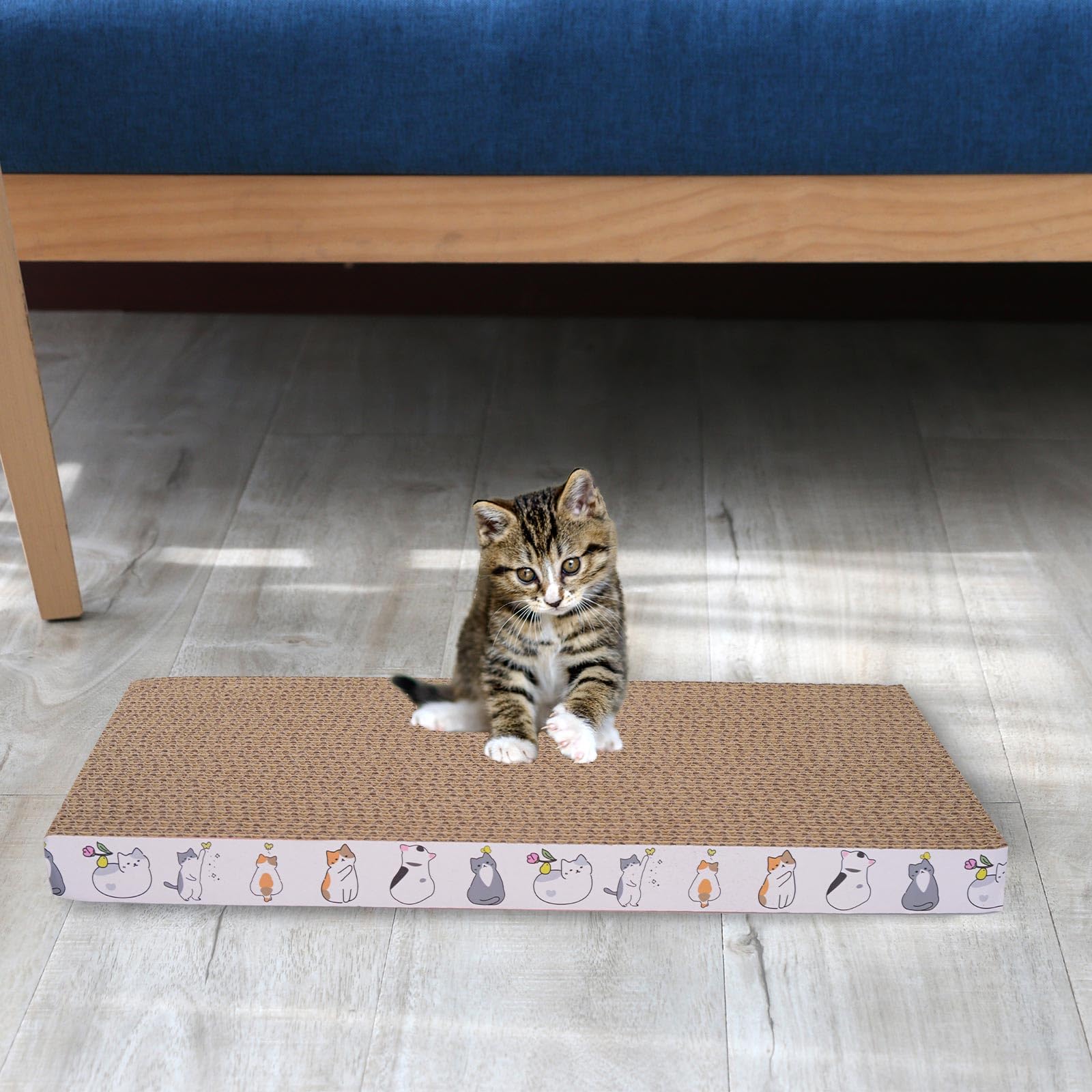 Paquete de 5 juguetes rascadores reversibles para gatos de interior, almohadilla de cartón para dormir y moler garras