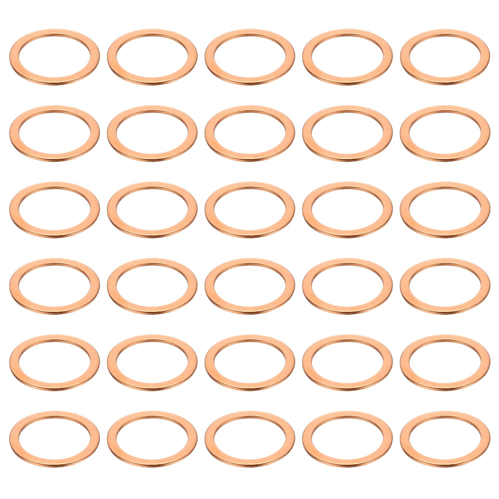 sourcing map 52 Pcs Flat Copper Washers, 21x27x1mm Copper Upgraded Flat Metric Sealing Crush Ring Washers for Hydraulic Fittings Screw Bolt Nut Electronic Repair