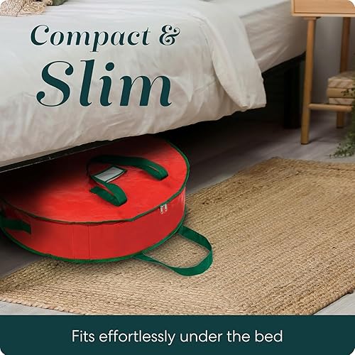 Miniatura 24 de Handy Laundry Bolsa de almacenamiento de corona de Navidad, duradera, material de lona, cremallera, asa de transporte resistente, protección contra