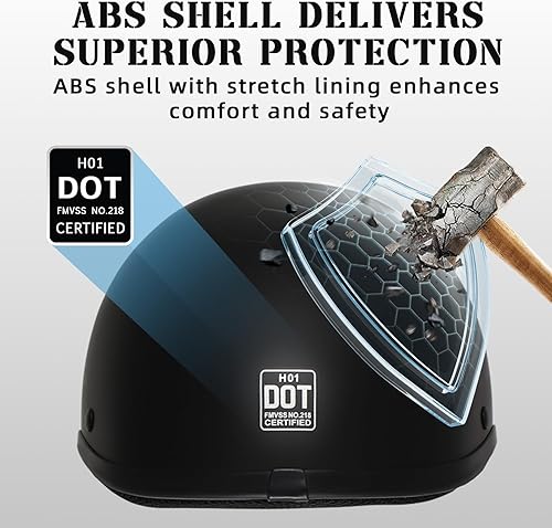 Miniatura 3 de TRIANGLE Casco de motocicleta de media carcasa para adultos y hombres, estilo alemán, casco de motocicleta de cara abierta, aprobado por puntos.