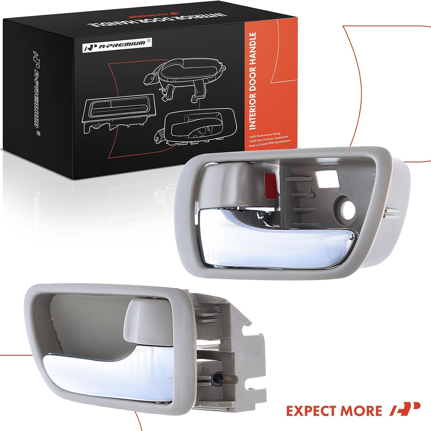 A-Premium Inside Interior Door Handles Compatible with Toyota Camry 2002 2003 2004 2005 2006, Chrome & Beige, 2-PC Set, Front or Rear Driver and Passenger Side