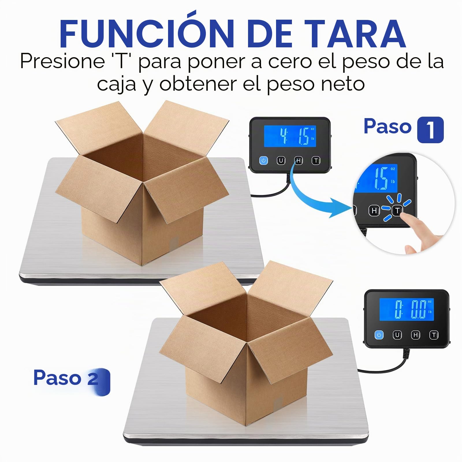 Báscula Digital, 50g-200kg Balanza Postal, Balanza de Envíos con Función de Retención y Tara para Paquetes Equipaje de Almacén, Plataforma de Acero Inoxidable, Pantalla LCD Externa